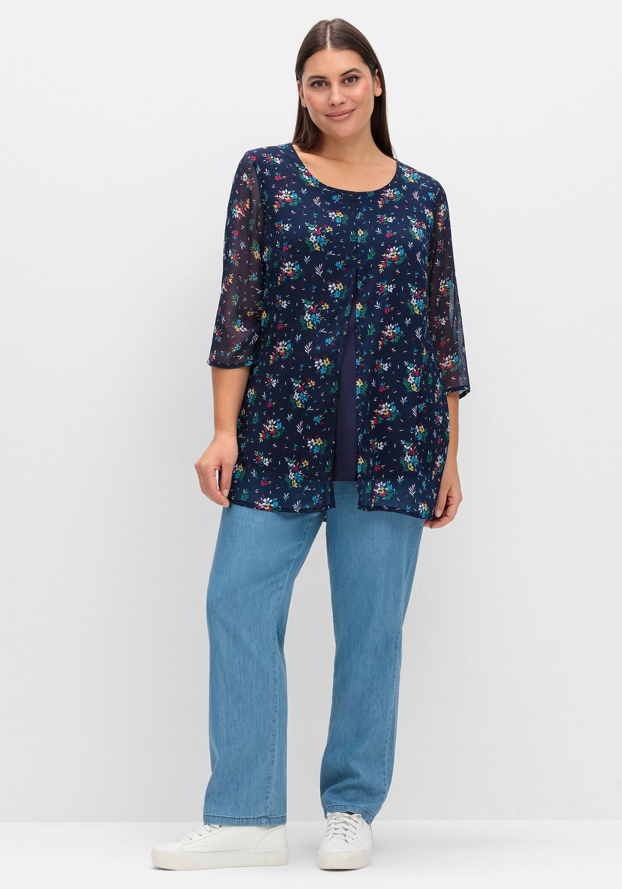 Sheego Longtunika »Longtunika im Lagenlook, mit Blumenprint«