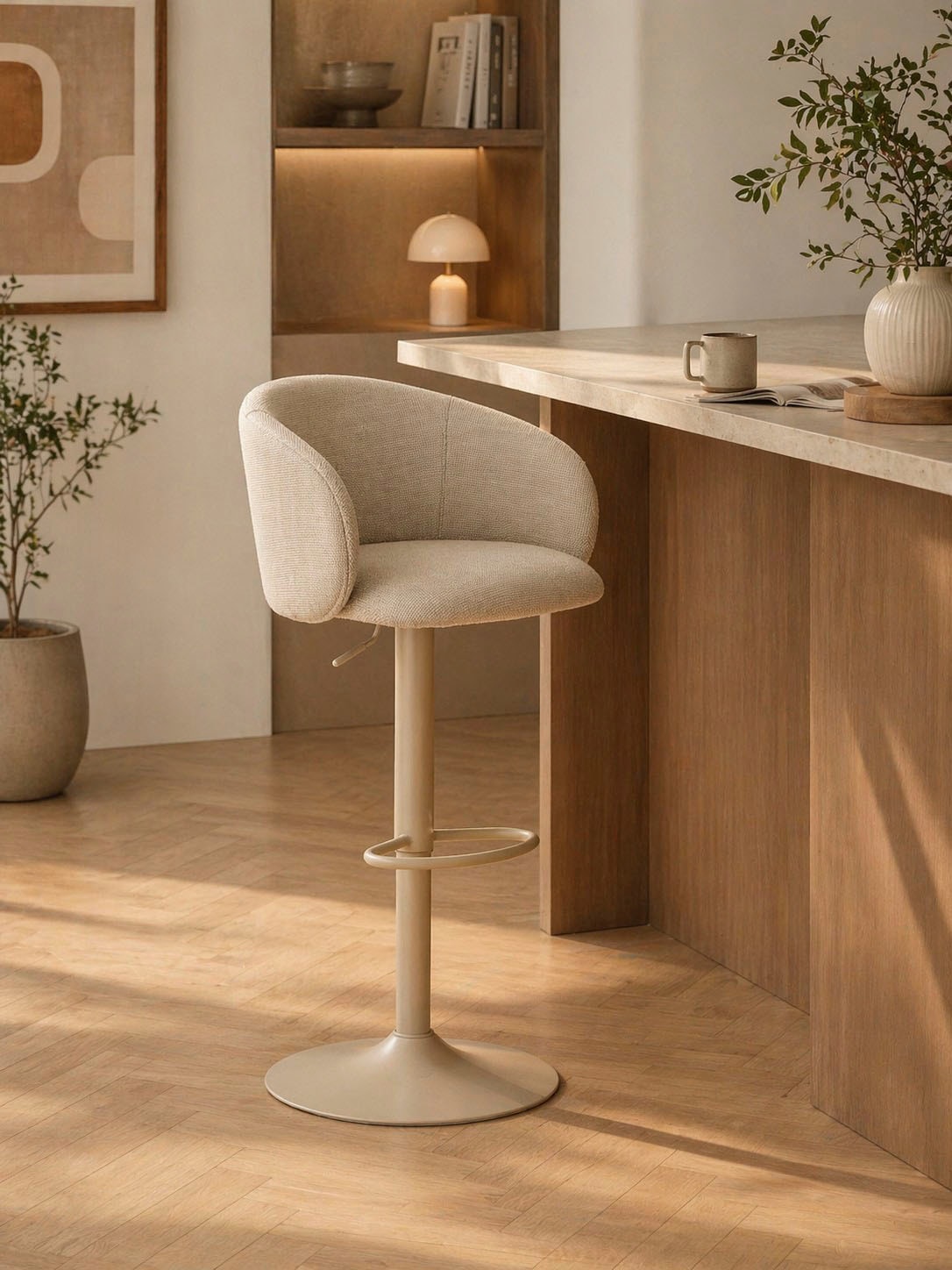 ACTONA GROUP Barhocker »Hocker« 1 Stk. tlg. beiger Stoff, mit Gaslift, Fußstütze und Drehfunktion, FSC™