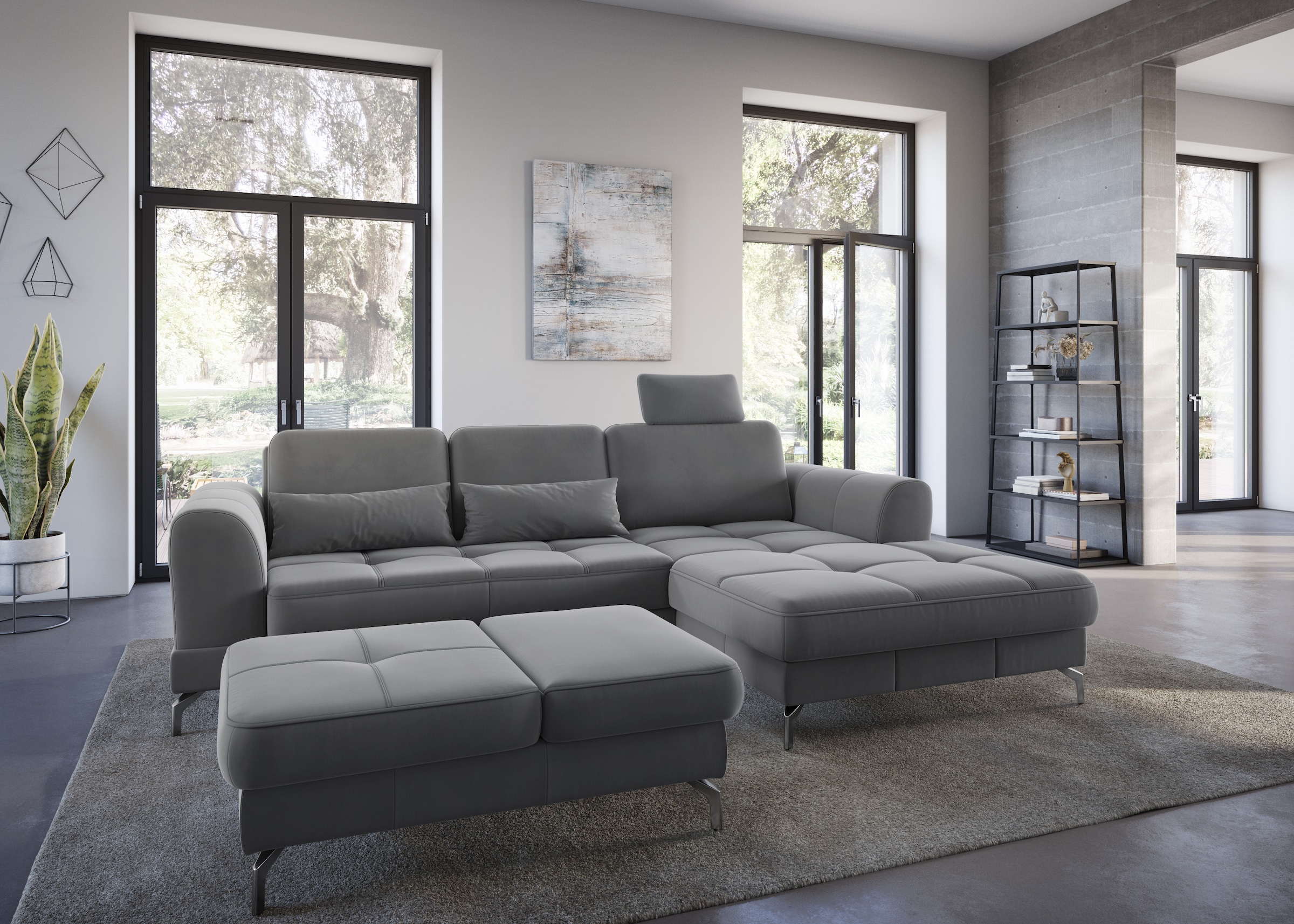 sit&more Ecksofa »Bendigo L-Form« inklusive Sitztiefenverstellung, Bodenfreiheit 12 cm, in 2 Fußfarben