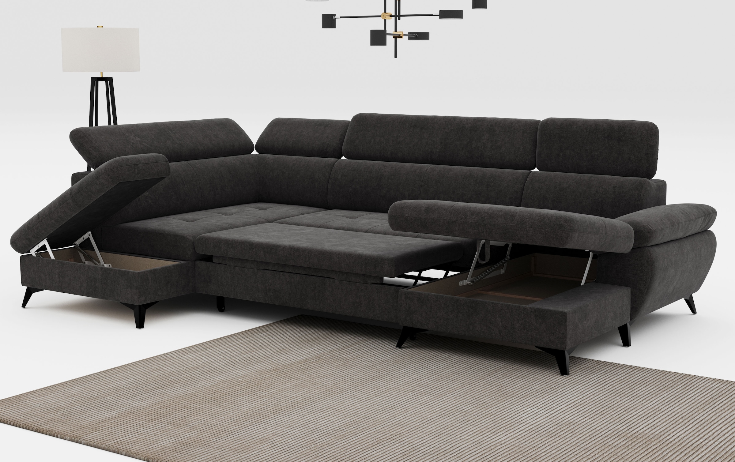 COTTA Wohnlandschaft »Hudson U-Form«, mit Kopfteilverstellung, wahlweise mit Bettfunktion & Bettkasten