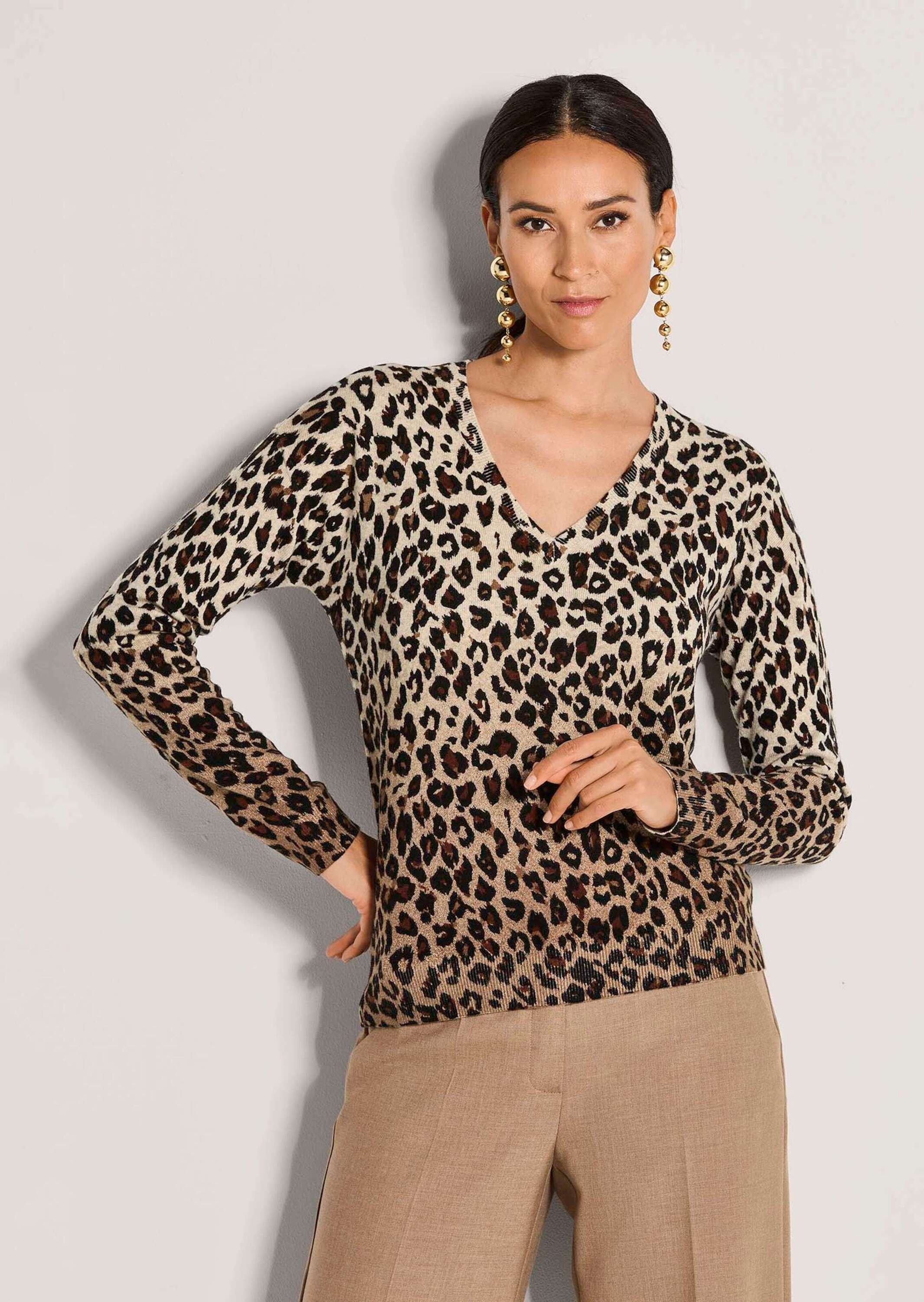 MADELEINE Longpullover »Strickpullover Luxuriöser Wollpullover mit Animal-Design« Animal Design mit Farbverlauf