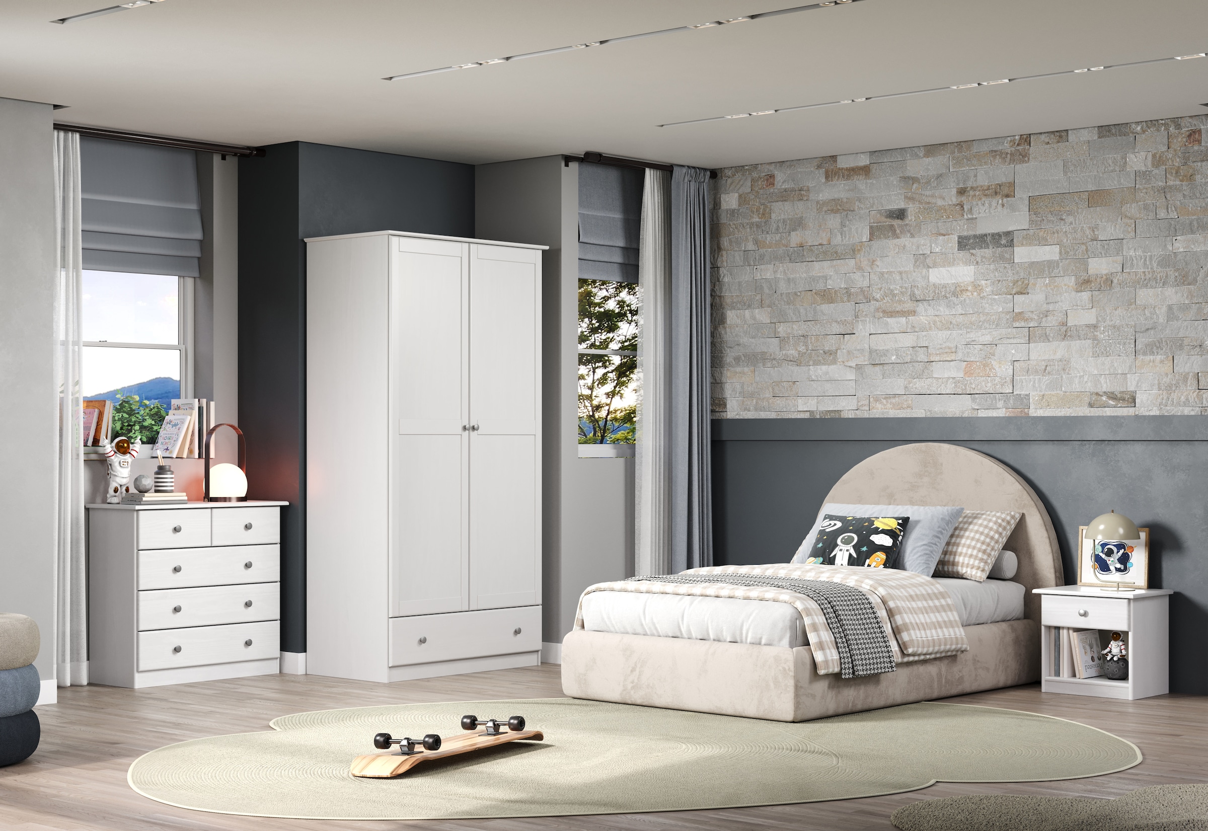 Home affaire Kleiderschrank »Delsbo Garderobenschrank Wäscheschrank Schlafzimmer Massivholz«, (1 St., Bestseller Schrank in Landhaus Design), Drehtürenschrank aus Kiefernholz - mit Schublade und Kleiderstange