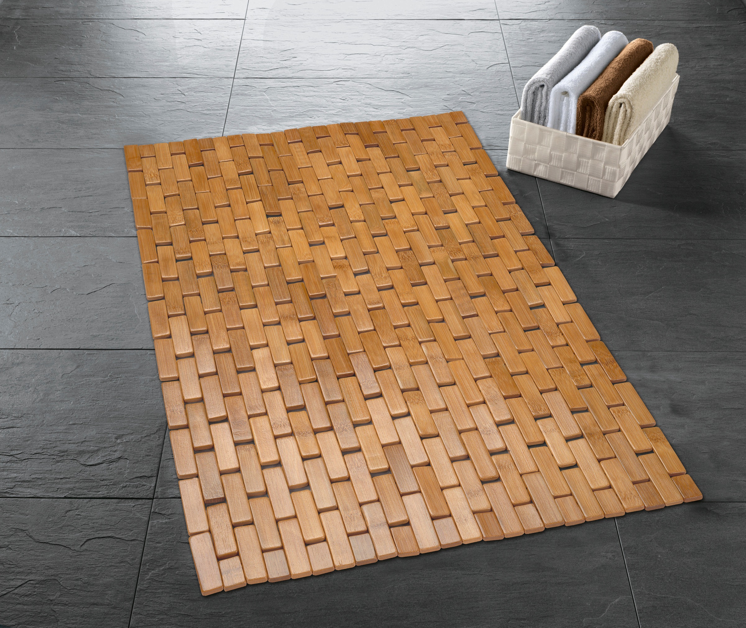 Kleine Wolke Badematte »Palito«, rutschhemmend beschichtet, Holzmatte, 100% Bambus, 50x70 cm