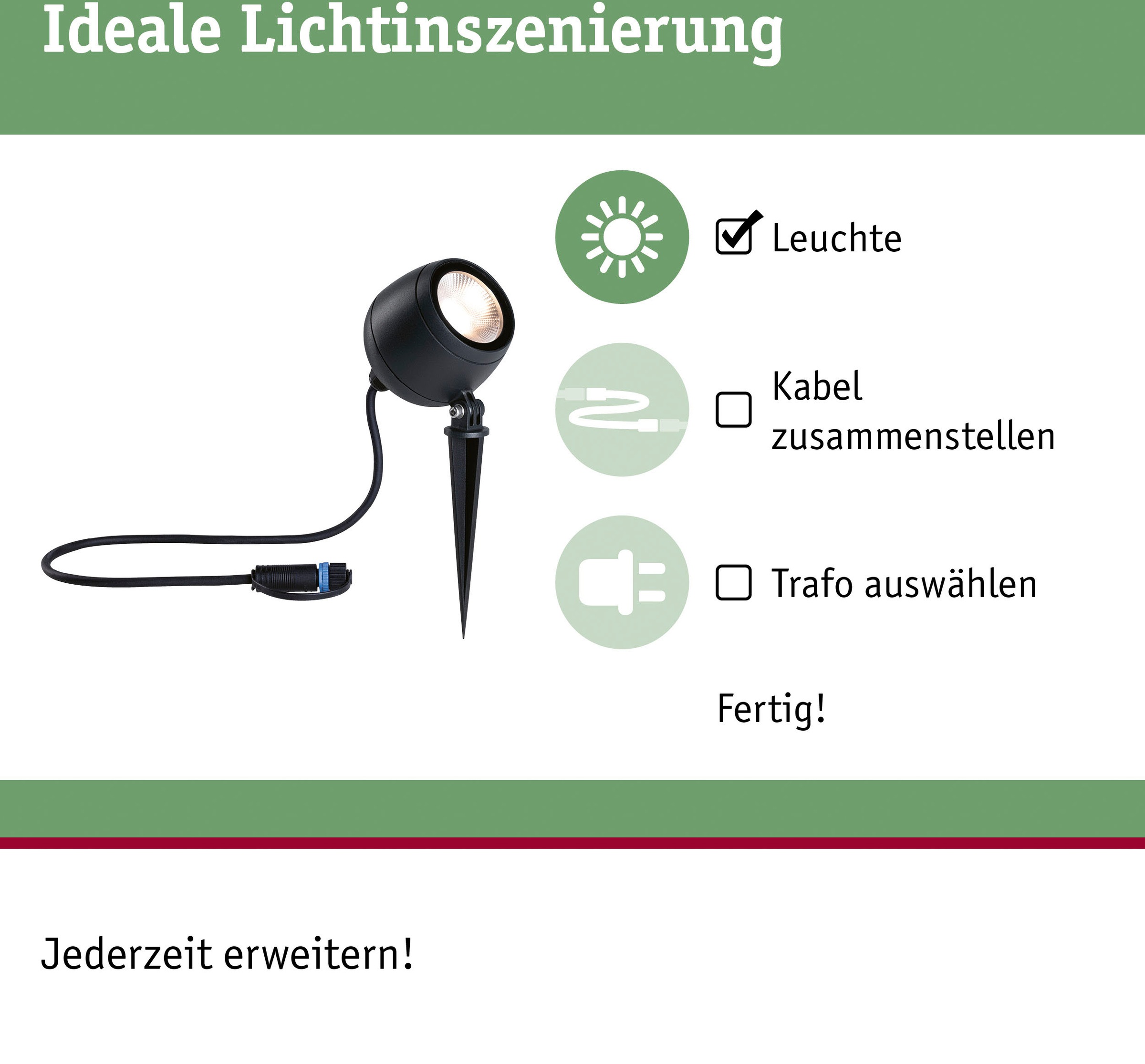 Paulmann LED Gartenleuchte »Outdoor Plug & Shine Spot Kikolo 60° 3000K anthrazit«, 1 flammig, Outdoor Plug & Shine Spot Kikolo 60° 3000K anthrazit