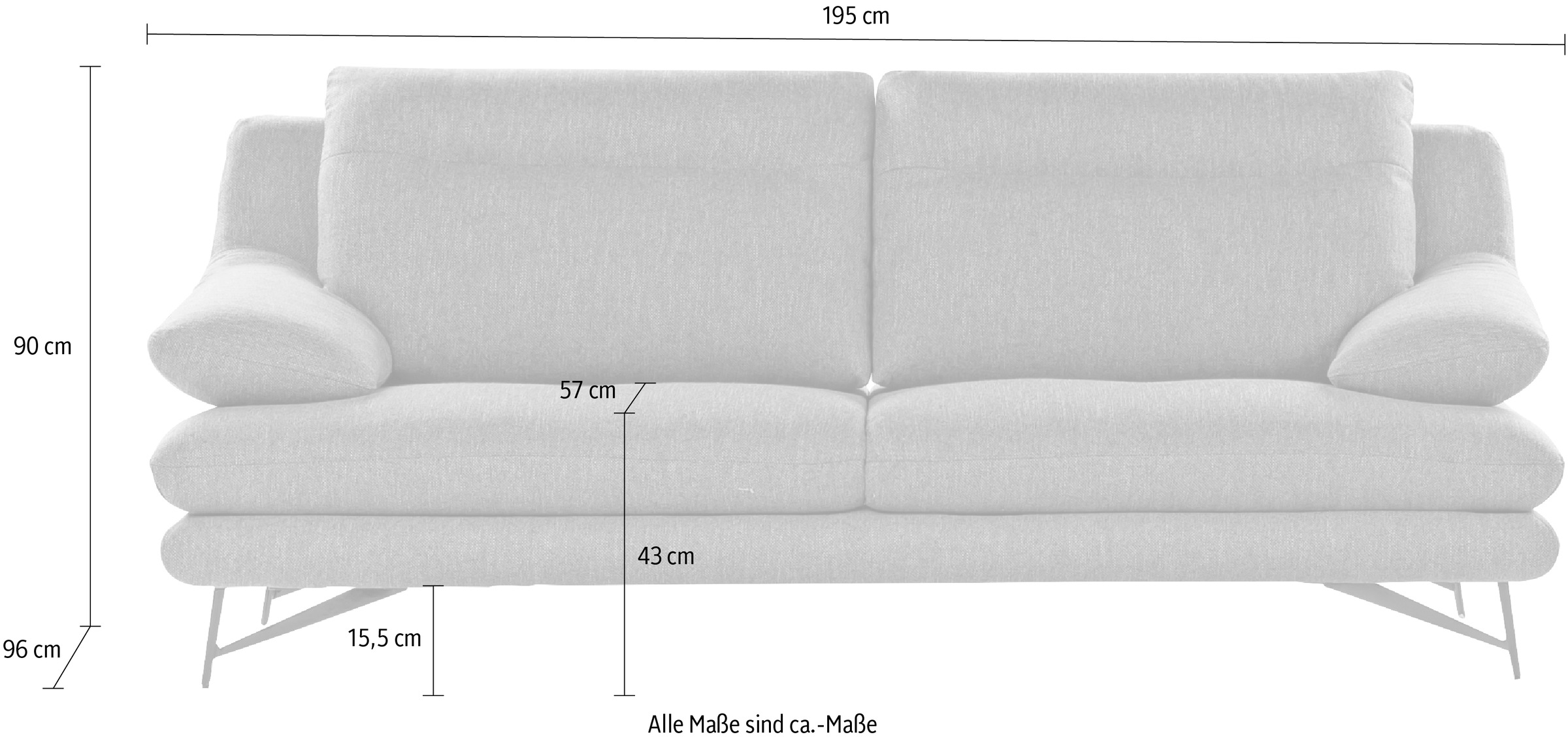 CALIA ITALIA 2-Sitzer »Cezanne, italienisches Designsofa mit erstklassigem Sitzkomfort«, wahlweise mit Sitztiefenverstellung