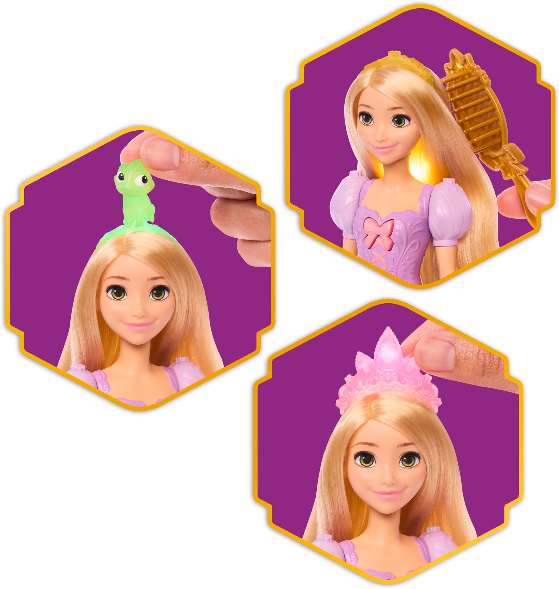 Mattel® Anziehpuppe »Disney Prinzessin, Feature Rapunzel Puppe« mit Leuchteffekt