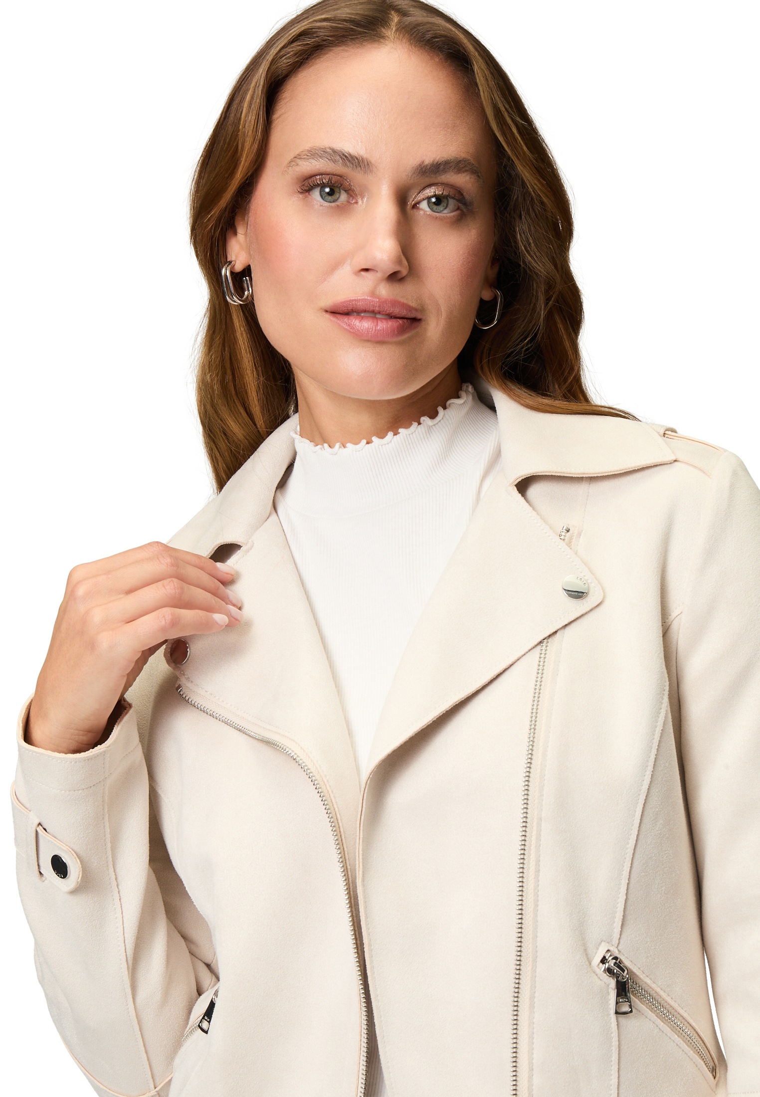 Zero Bikerjacke »Bikerjacke in Veloursleder-Optik«