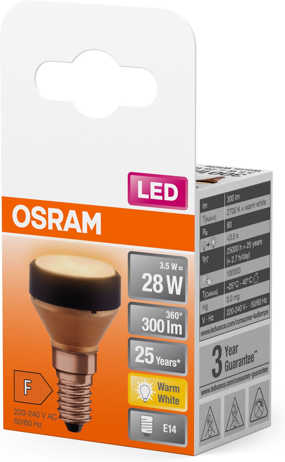 LEDVANCE LED-Leuchtmittel »LED STAR Flat Flat Frosted 28« E14 1 Stk. Warmweiß