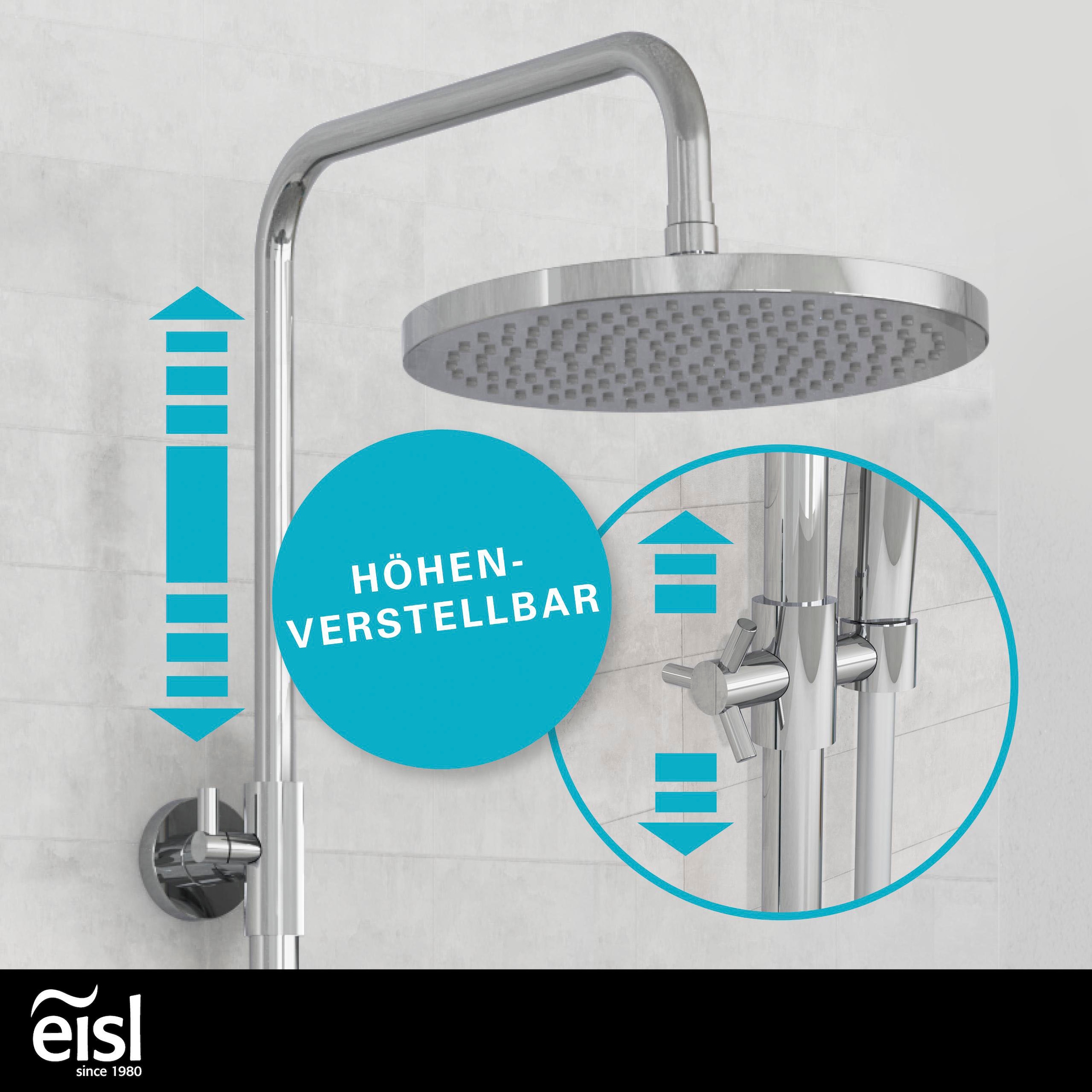 Eisl Stangenbrause-Set »FUTURA«, (Komplett-Set), mit Thermostatarmatur und Glasablage, Handbrause mit 3 Funktionen