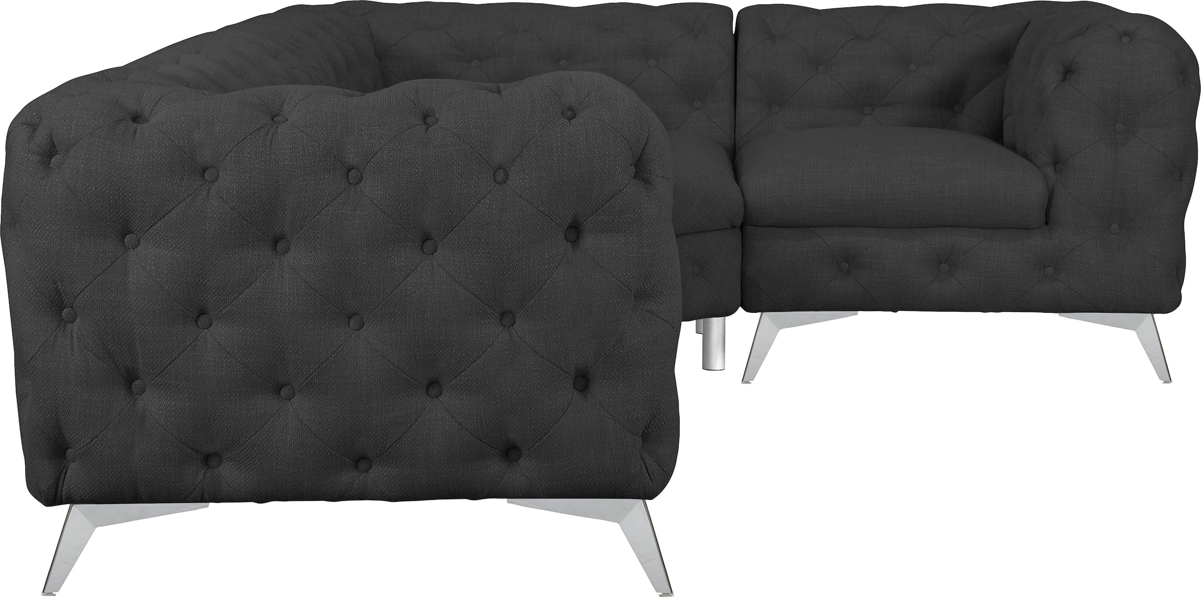 Leonique Chesterfield-Sofa »Glynis L-Form«, aufwändige Knopfheftung, moderne Chesterfield Optik, Fußfarbe wählbar