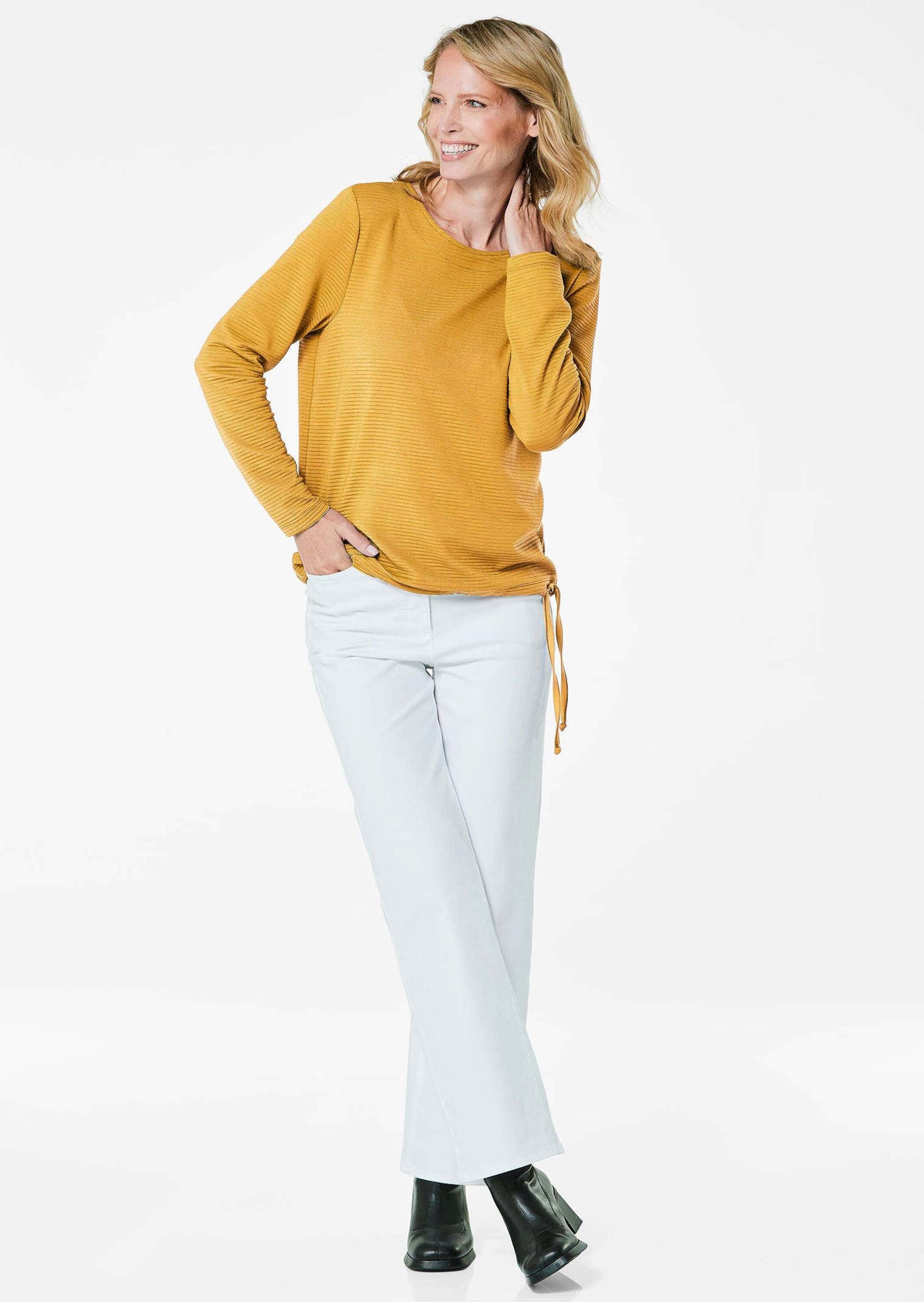 GOLDNER Kurzarmshirt »Sweatshirt« Saum-Tunnelzug