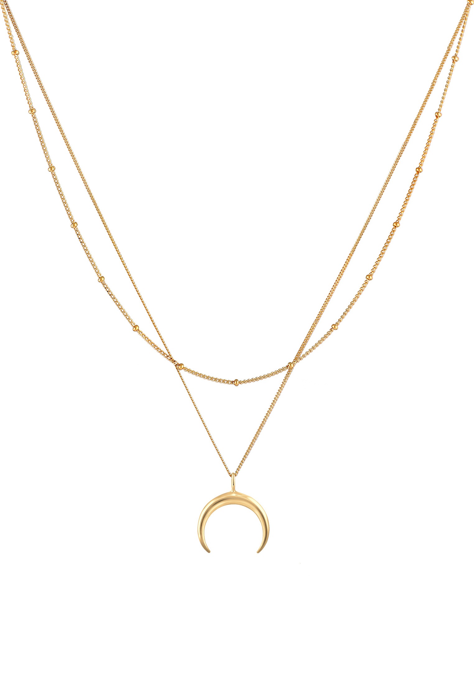 Elli Silberkette »Halskette Layer Mond Sichel Kugelkette 925 Silber«
