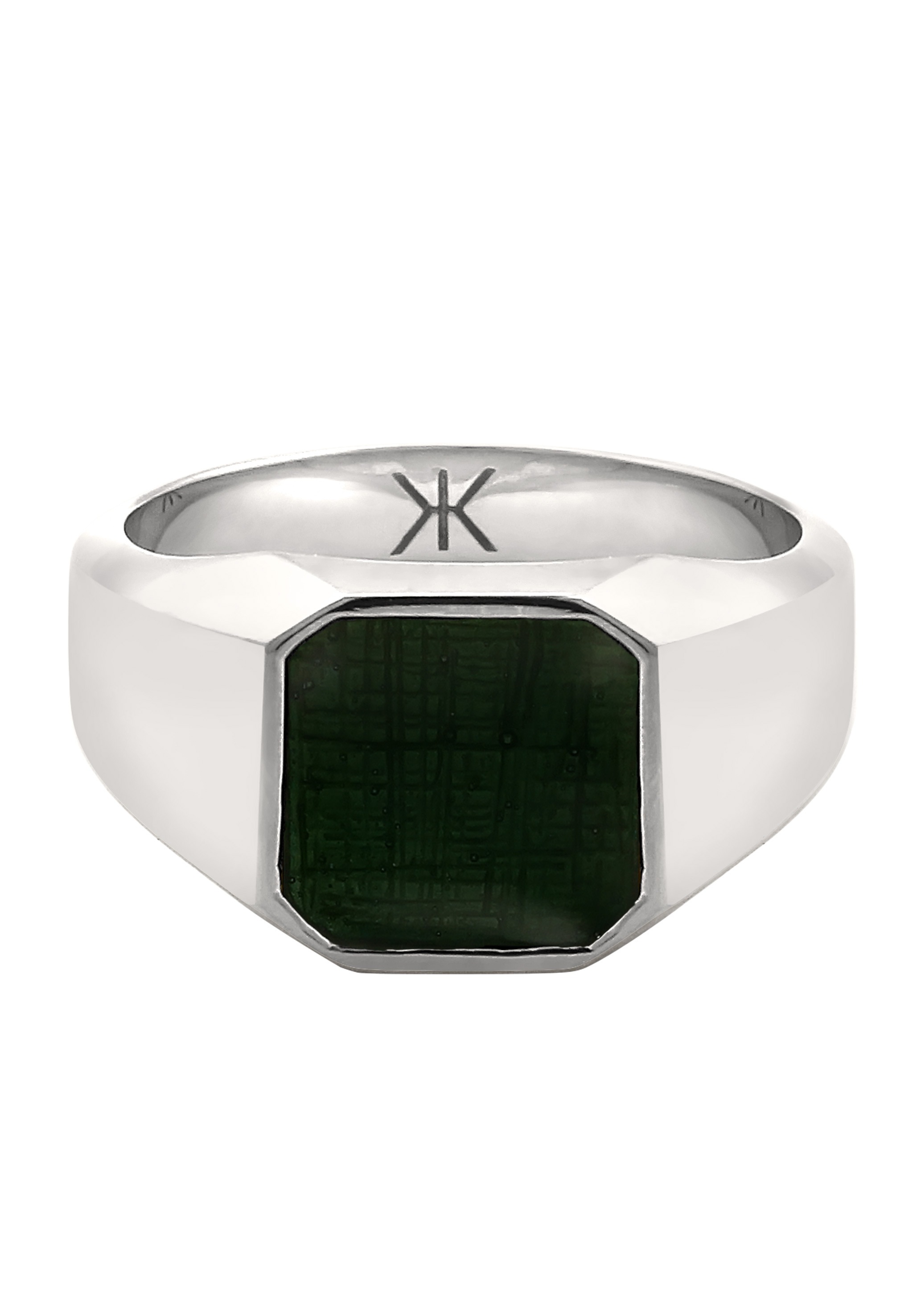 Kuzzoi Siegelring »Ring Siegelring Emaille Grün Basic 925 Silber«