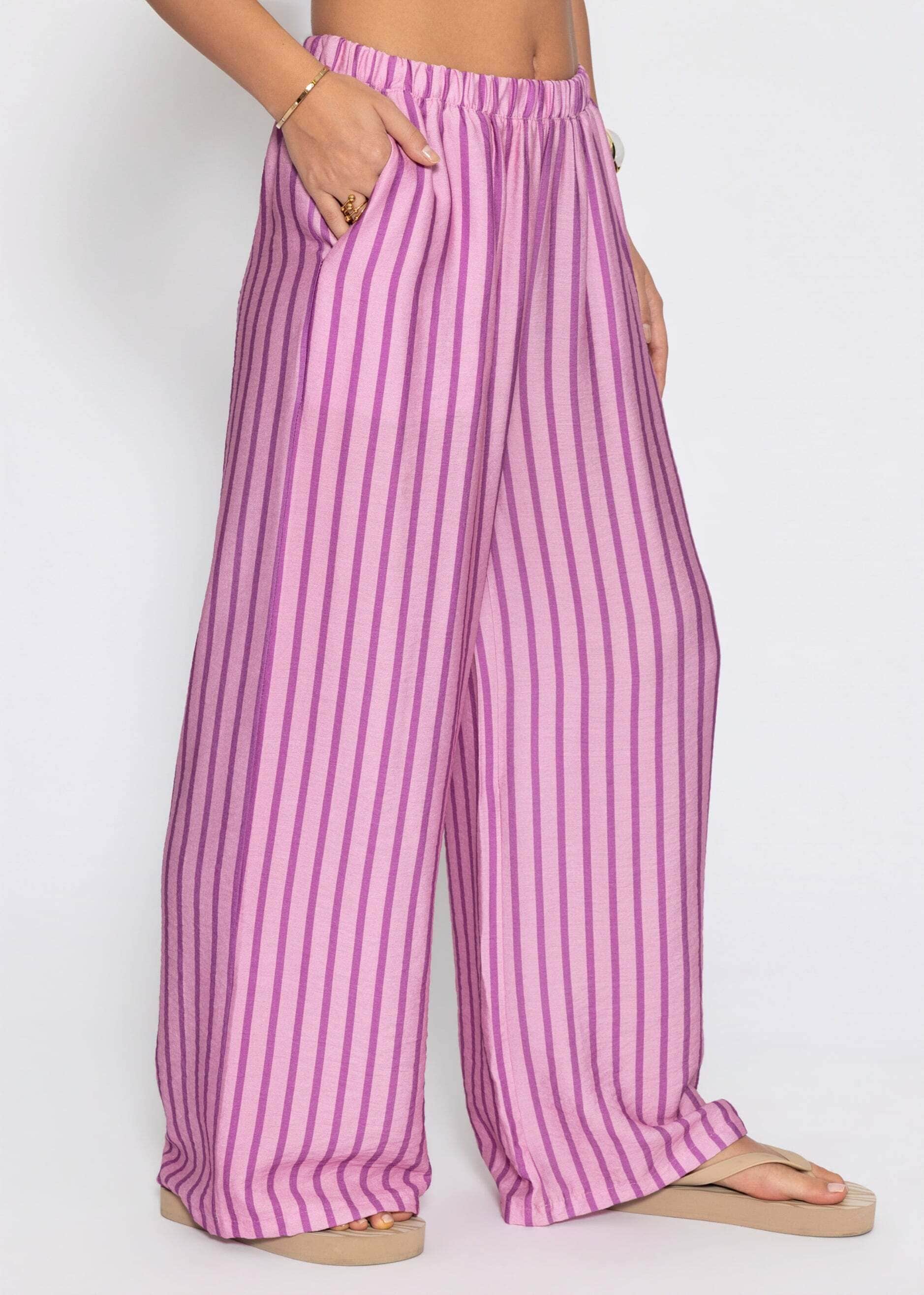 SASSYCLASSY Stoffhose »Gestreifte Hose«  Weit geschnittene Stoffhose mit elastischem Bund und Eingriffstaschen