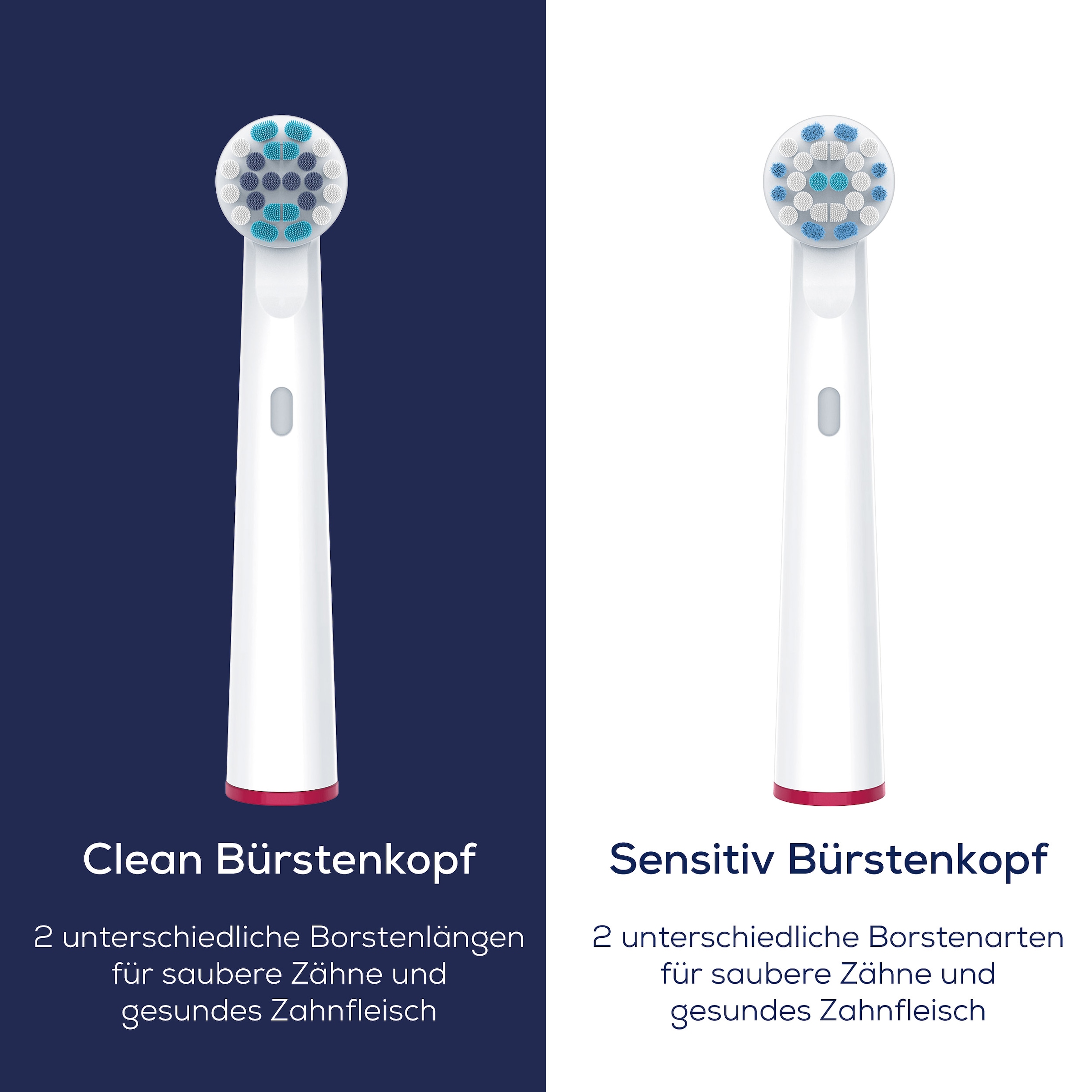 BEURER Aufsteckbürsten »TB 30/50 Bürstenköpfe Clean, für elektrische Zahnbürsten«, Mit 2 Borstenlängen, Schutzkappe & farbigen Unterscheidungsringen