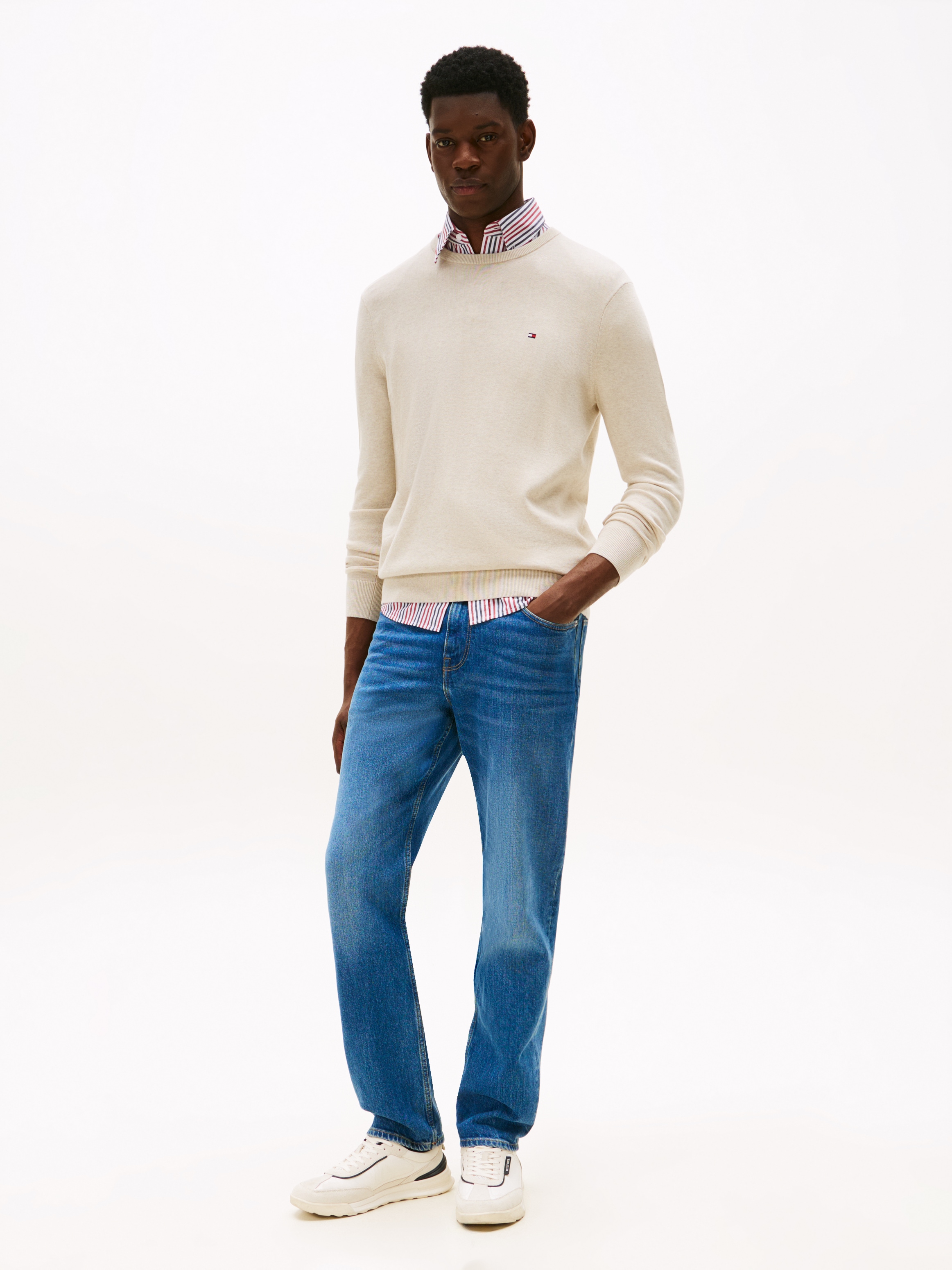 Tommy Hilfiger Rundhalspullover »ESSENTIAL COTTON CREW NECK«, 100% Baumwolle Crewneck Regular Fit Premium Mode