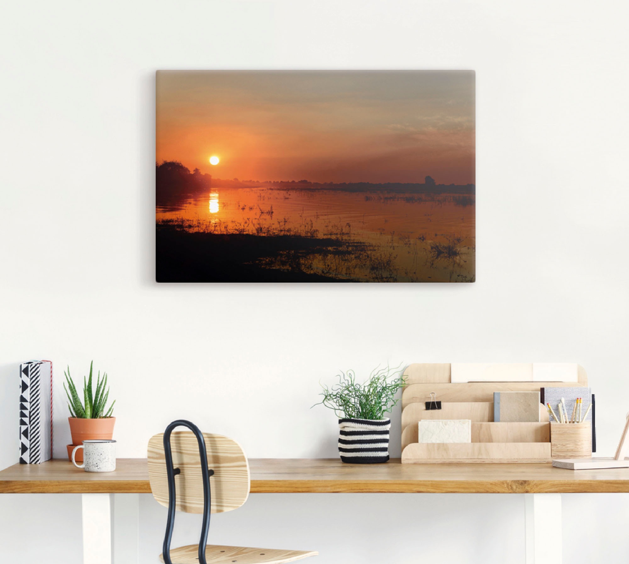 Artland Wandbild »Sonnenuntergang am Fluss Chobe«, Afrika, (1 St.), als Alubild, Leinwandbild, Wandaufkleber oder Poster in versch. Größen