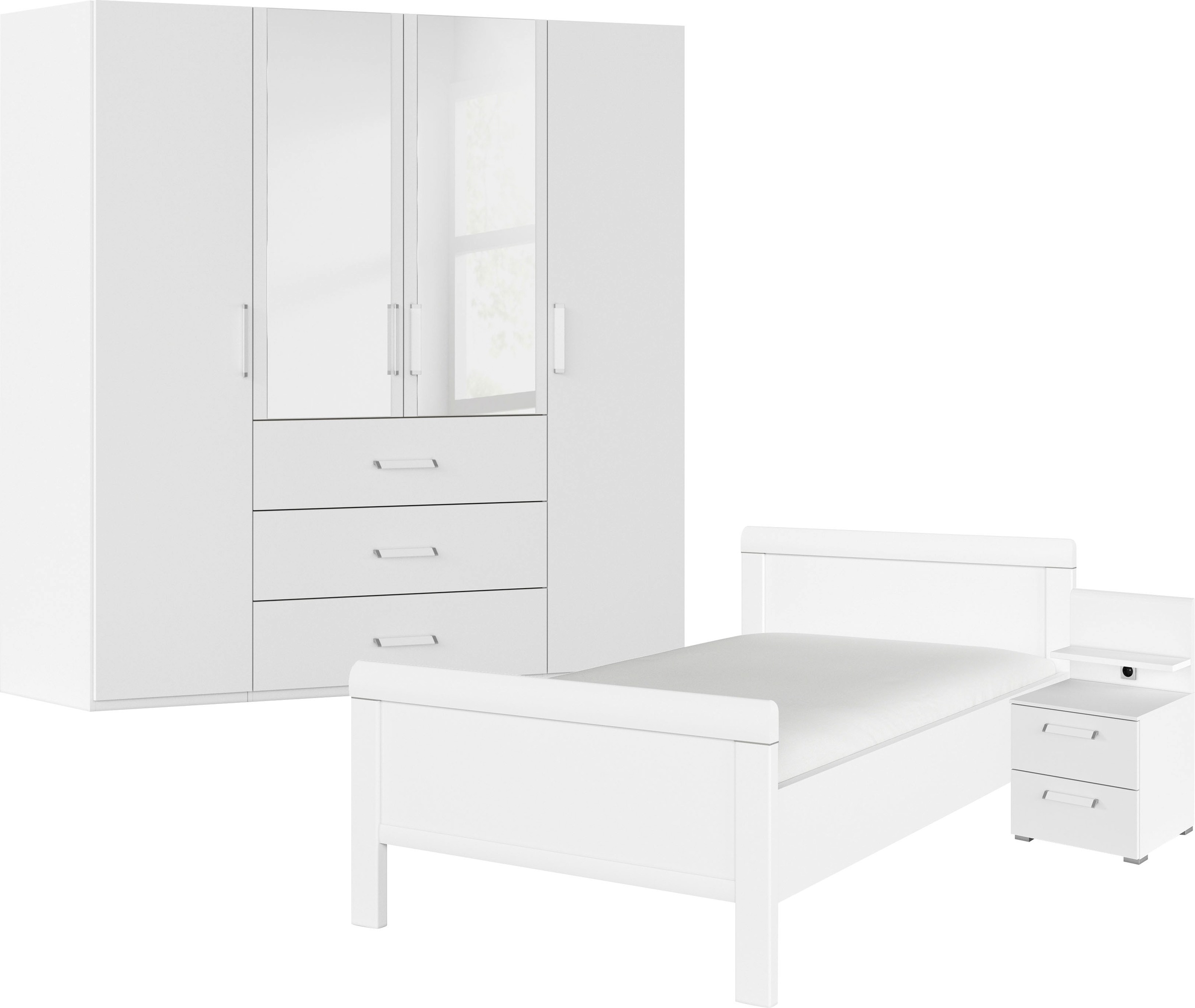 Rauch Schlafzimmer-Set »Komplettschlafzimmer Schlafzimmer EVELYN« Set, 3 Stk. tlg. Schrank und Bett in 2 Breiten, Nachttisch mit Paneel MADE IN...