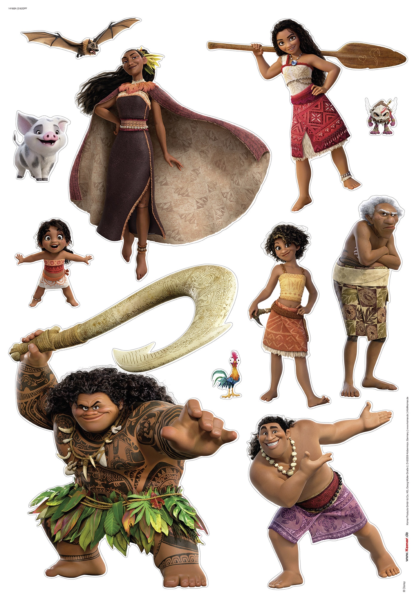 Komar Wandtattoo »Disney Moana 2 Family«, (1 St.), 50 x 70 cm (Breite x Höhe) - Kinderzimmer, Wandsticker