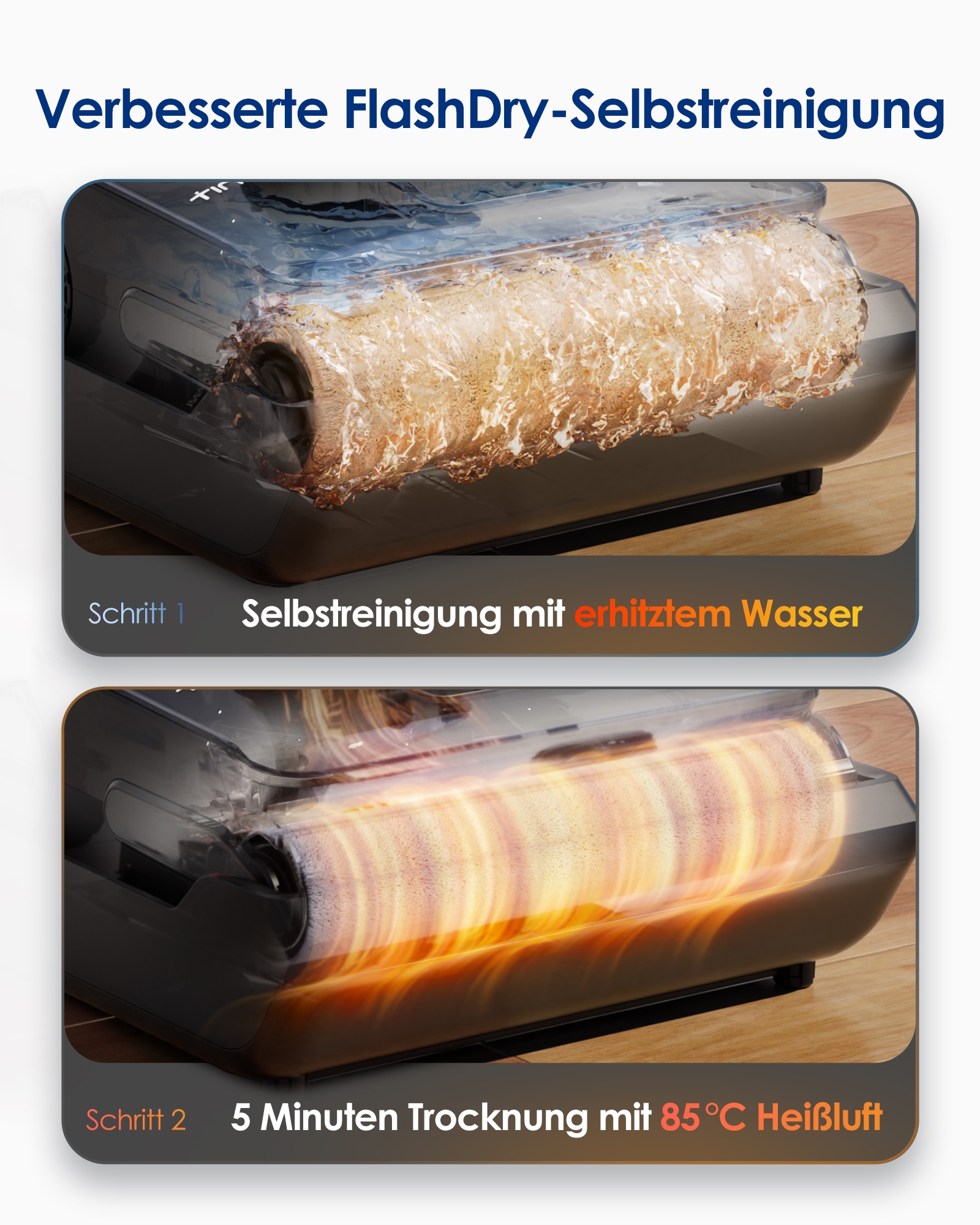 Tineco Nass-Trocken-Sauger »FLOOR ONE i6 Stretch Plus, 85° Grad Heißluft-Trocknung«, 40 Min Akku, 180° Grad Stretch Neigung, Anti-Allergiker