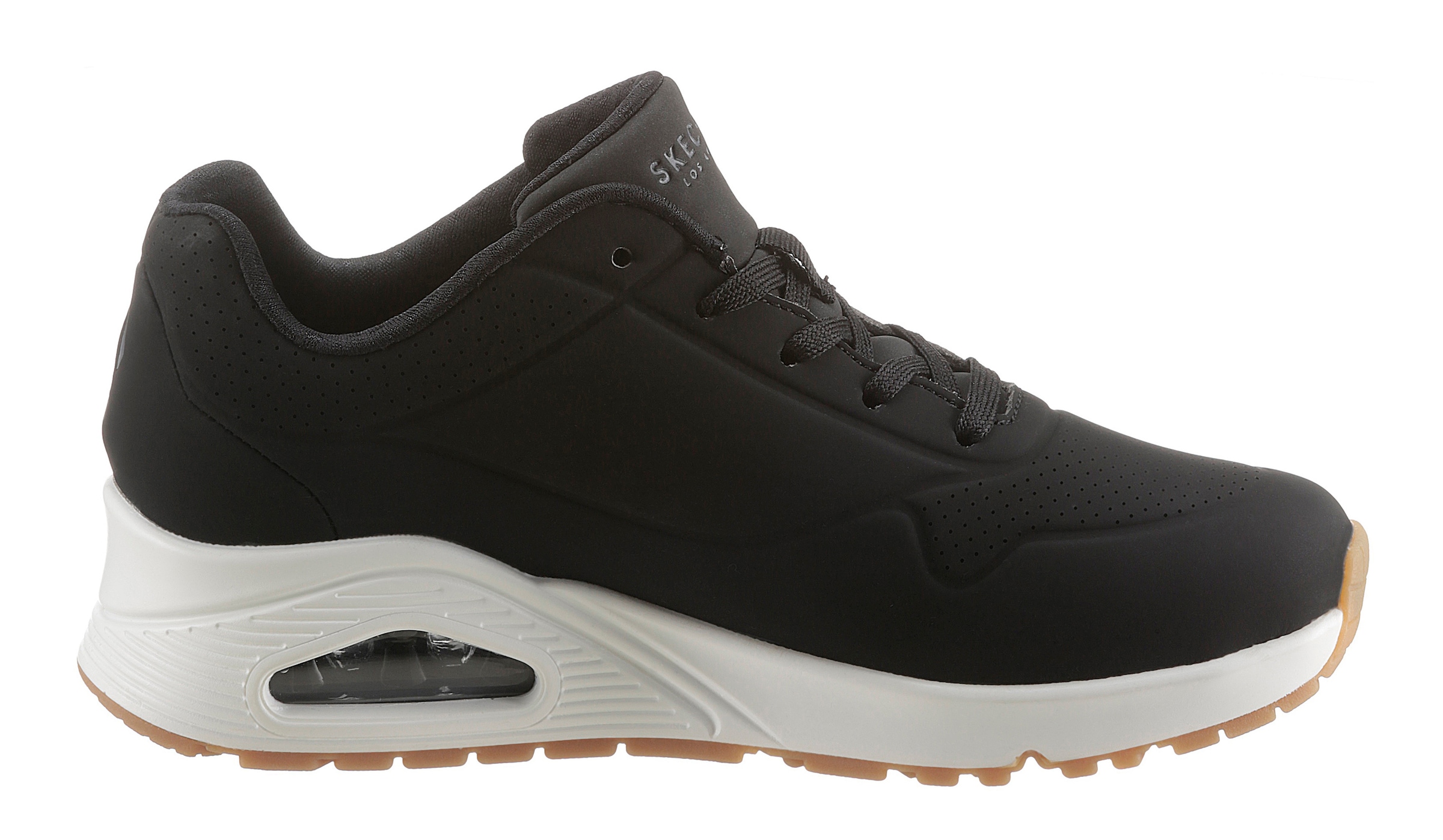 Skechers Wedgesneaker »Uno - Stand on Air«, mit feiner Perforation, Freizeitschuh, Halbschuh, Schnürschuh