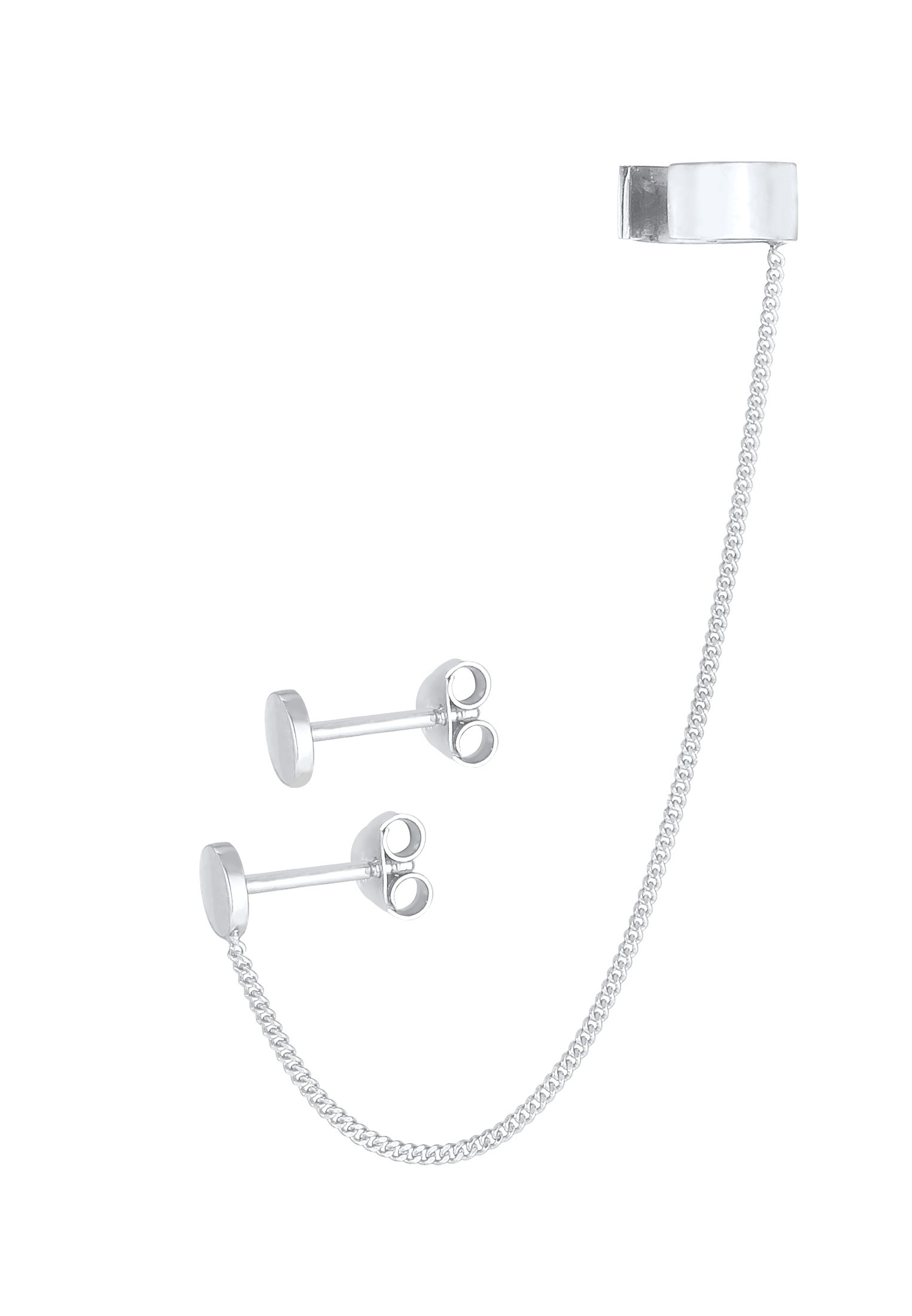 Elli Paar Ohrstecker »Ohrringe Stecker Earcuff Klemme Rund Plättchen 925 Silber«