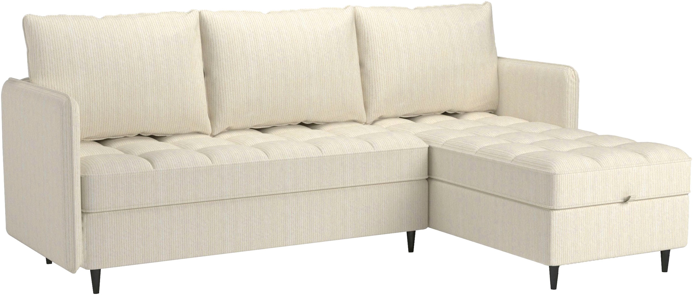 Dorel Home Ecksofa »LINDHUS, L-Form, verschiedene Stellvarianten, Loungesofa, Schlaf-Liege«, Wohnlandschaft, mit Recamiere, großer Bettkasten, Cord, Chenille