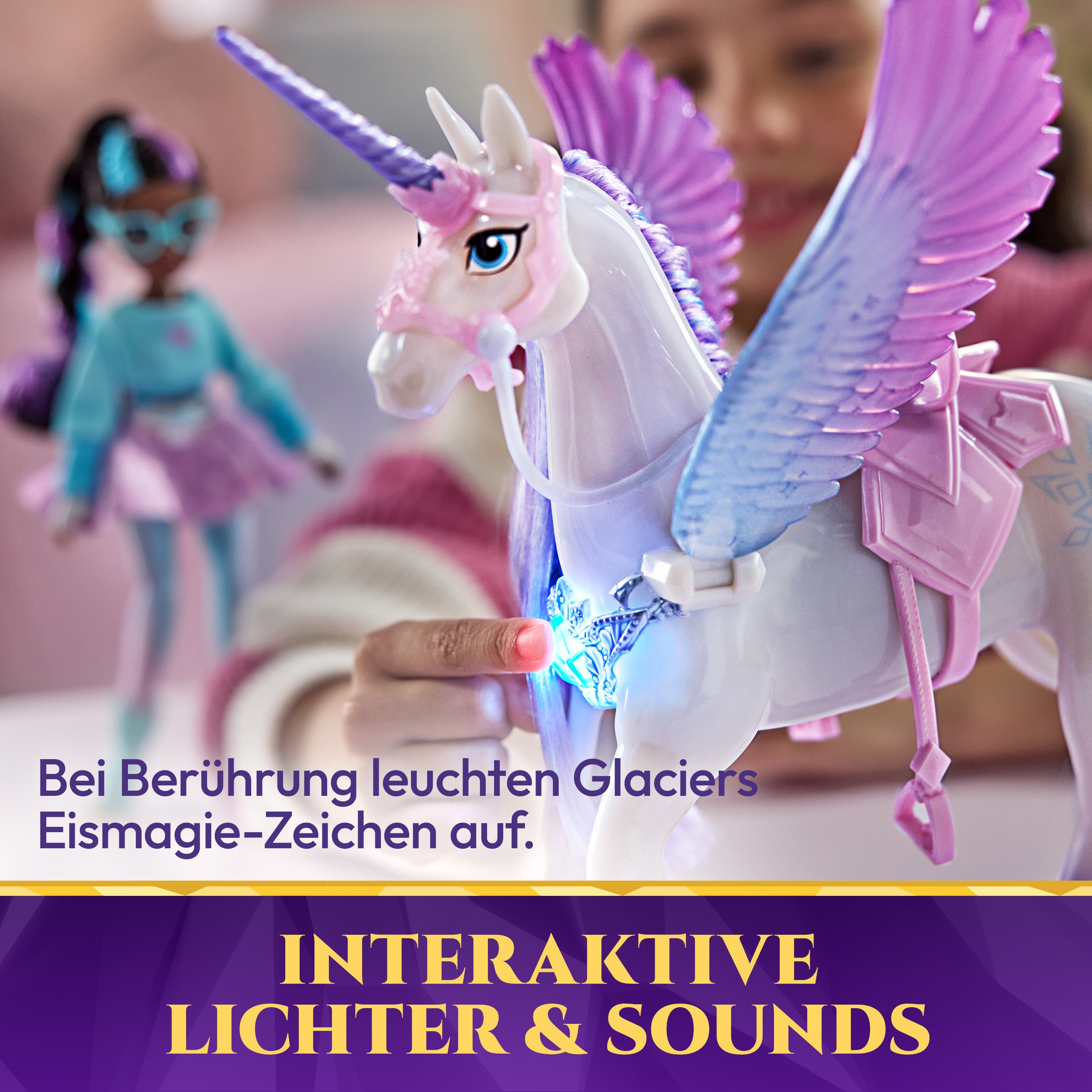 Spin Master Anziehpuppe »Unicorn Academy - Edelsteinmagie Layla & Interaktives Einhorn Glacier« mit Licht und Sound