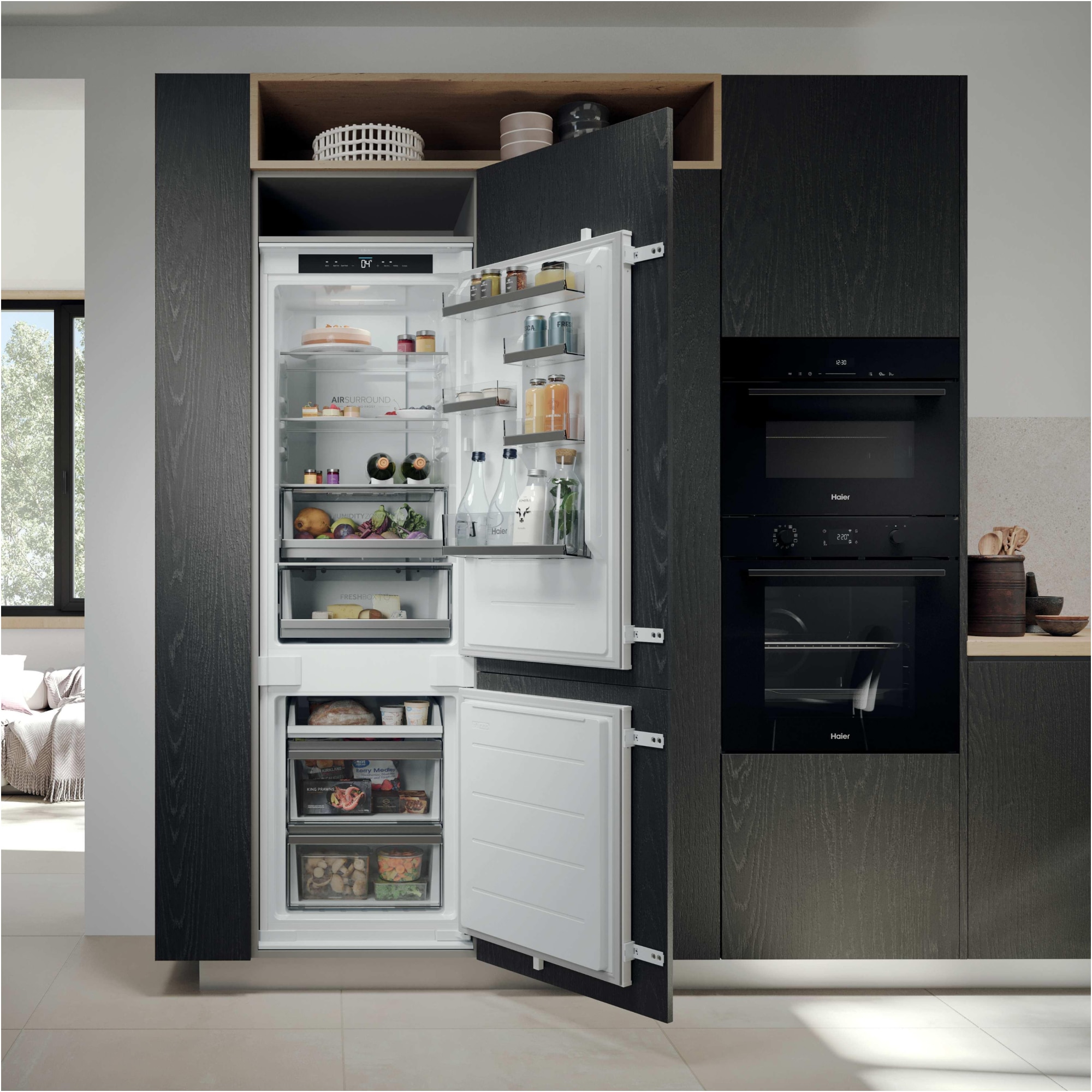Haier Einbaukühlgefrierkombination ID Titanium 2 »HBQW5518D« 177,2 cm hoch 54 cm breit Humidity Zone: Obst, Gemüse und Salat 2x länger frisch halten