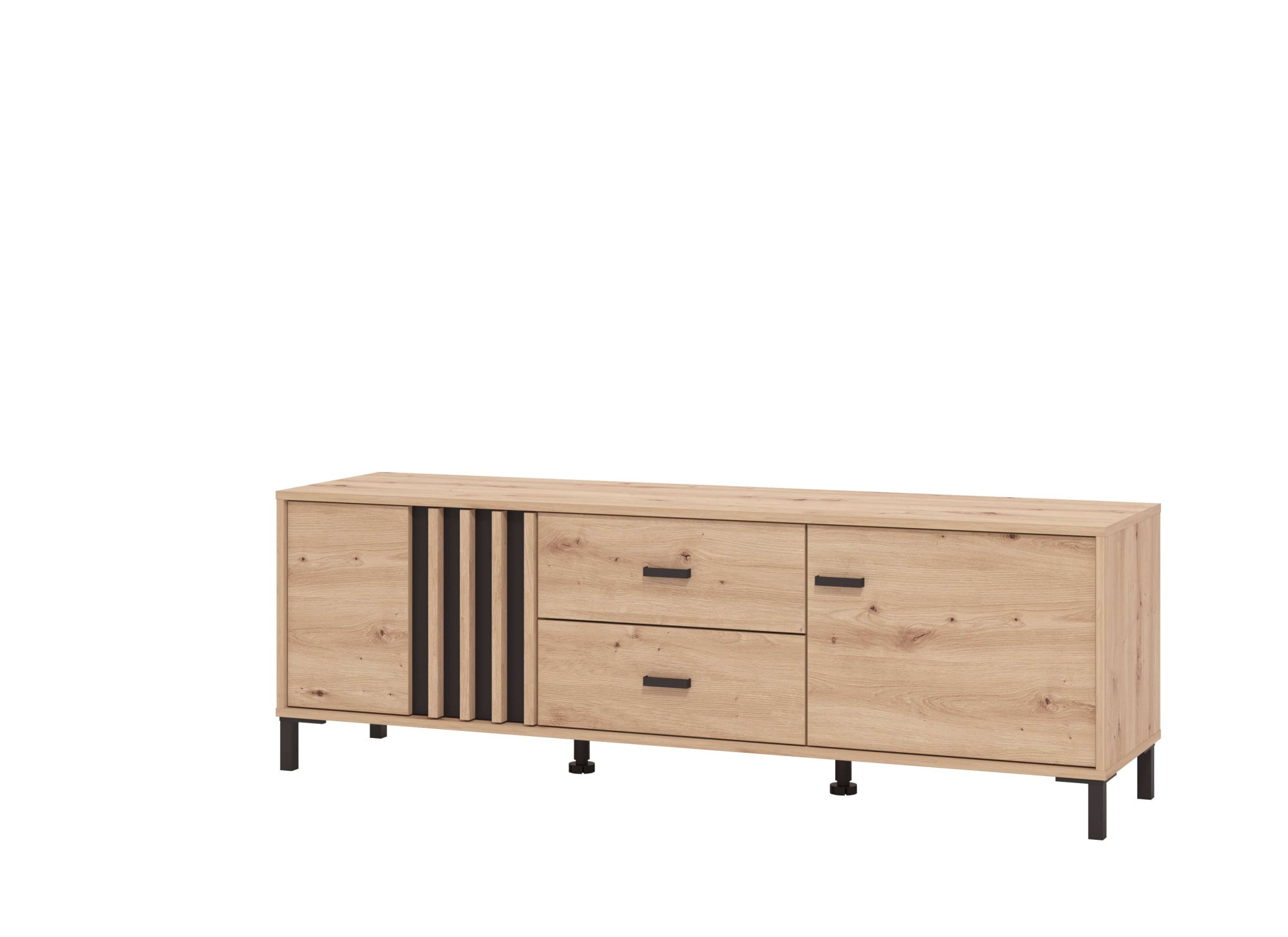 Home affaire Lowboard »LAVAL, TV-Board, TV-Kommode, TV-Schrank, TV-Unterschrank, TV-Möbel« Modernes Lowboard in Artisan-Dekor mit viel Stauraum, Lamellen-Optik