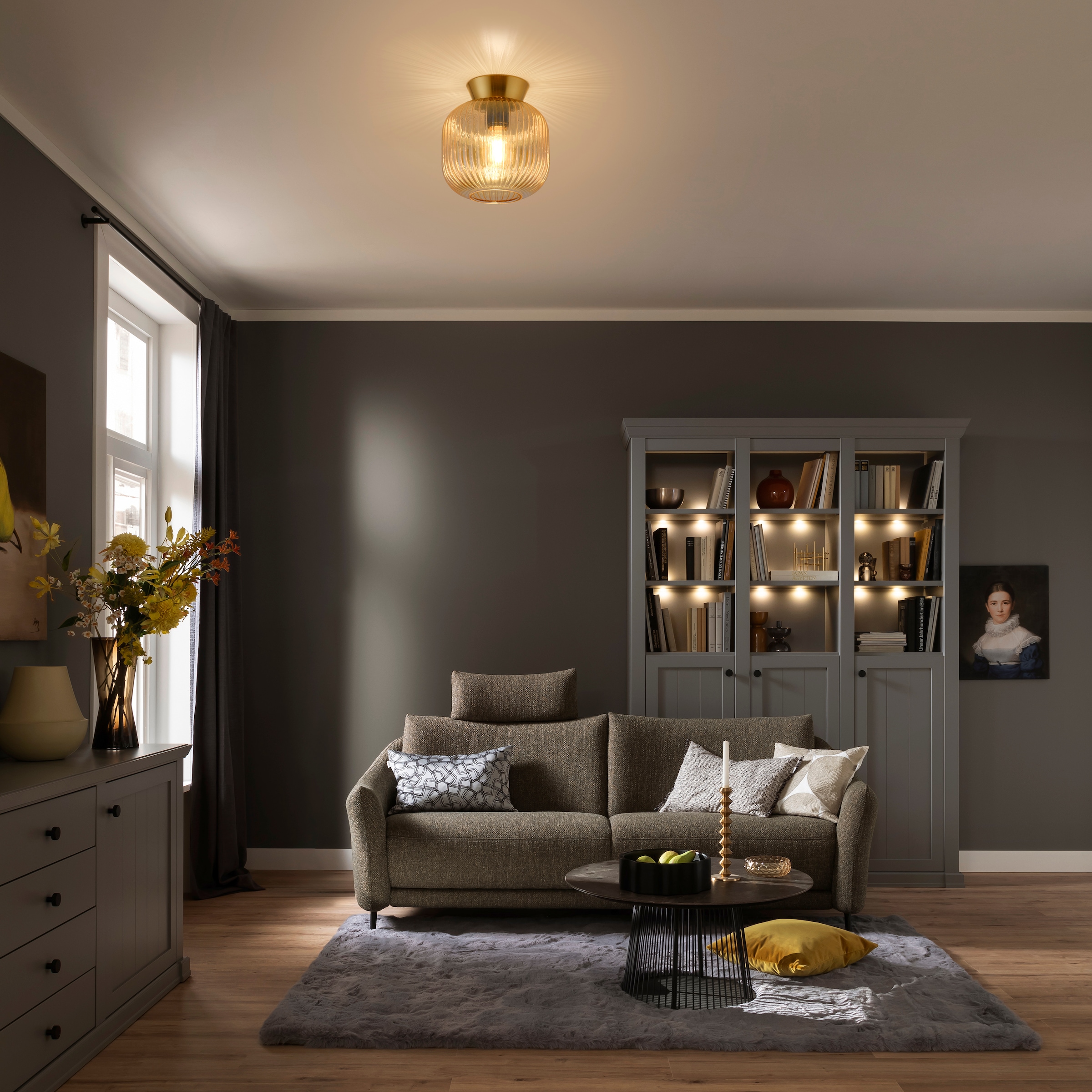 SCHÖNER WOHNEN-Kollektion LED Deckenleuchte »NAMI« E27 1 Stk. SCHÖNER WOHNEN Kollektion, geriffeltes Glas