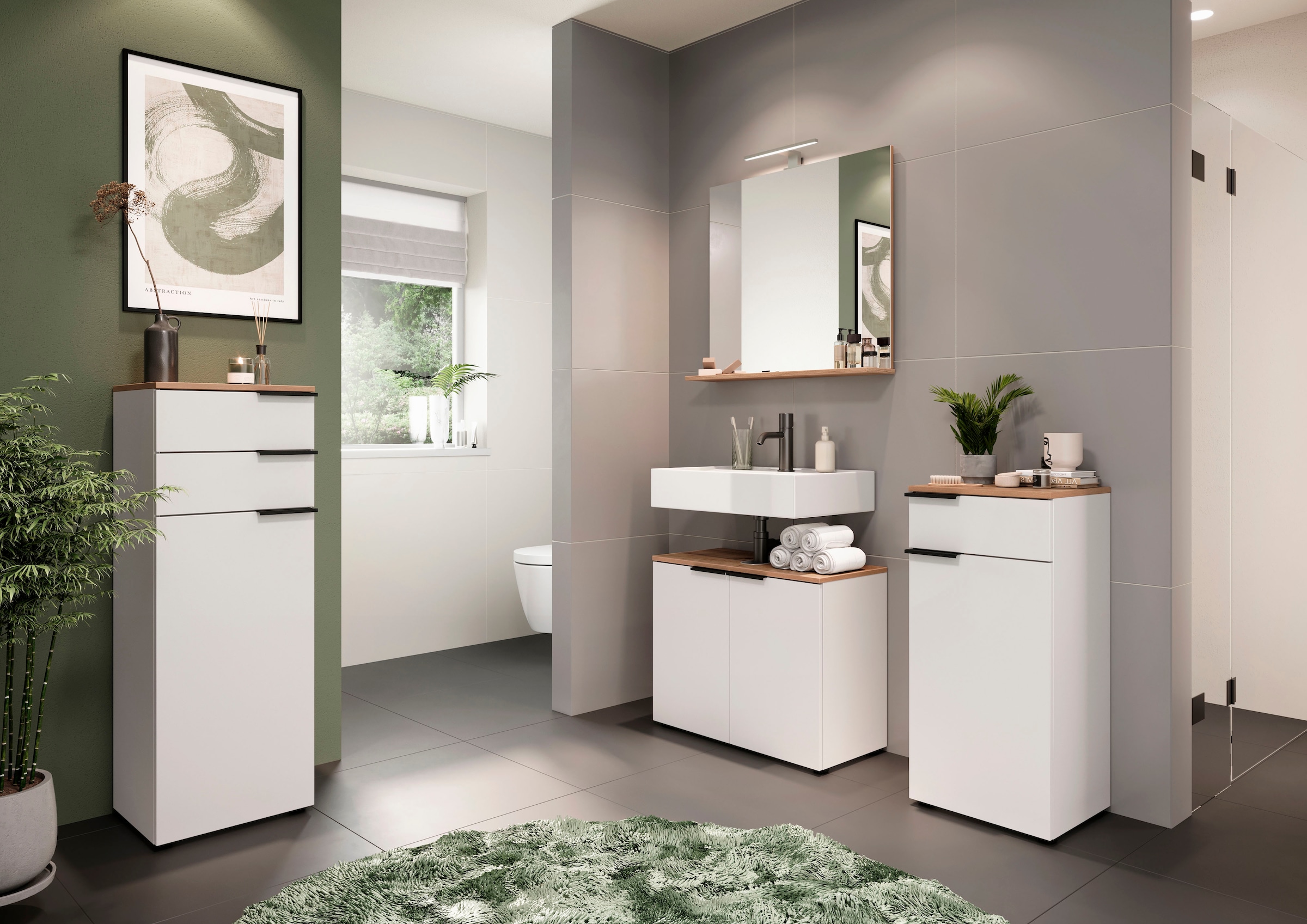 andas Midischrank »Majtum Schubladen und Tür mit Soft-Close-Funktion«, Höhe 112 cm, widerstandsfähige Oberfläche, Made in Germany