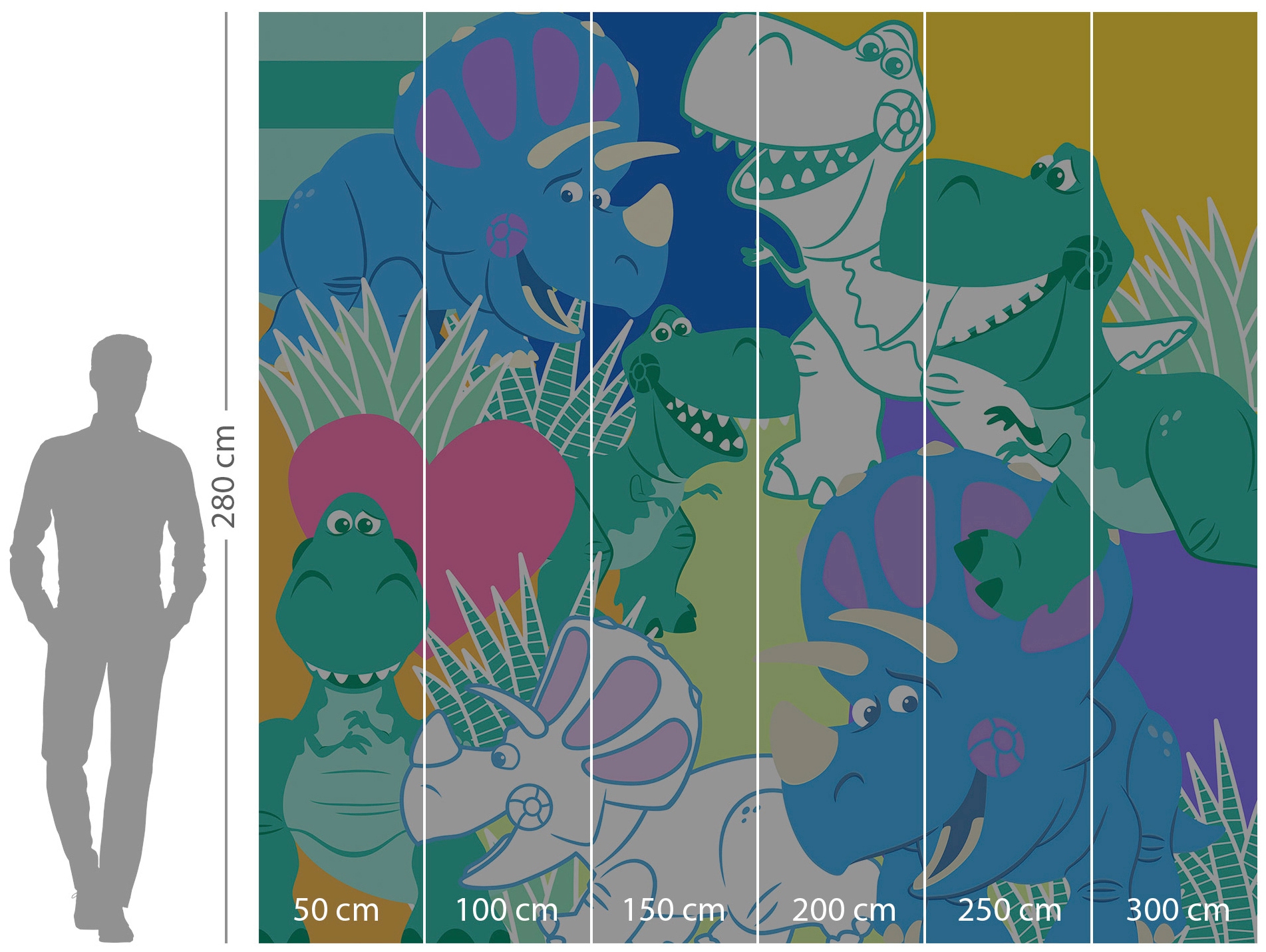 Komar Vliestapete »Digitaldruck Vlies - Toy Story Rex and Trixie - Größe 300 x 280 cm«, bedruckt, Kinderzimmer