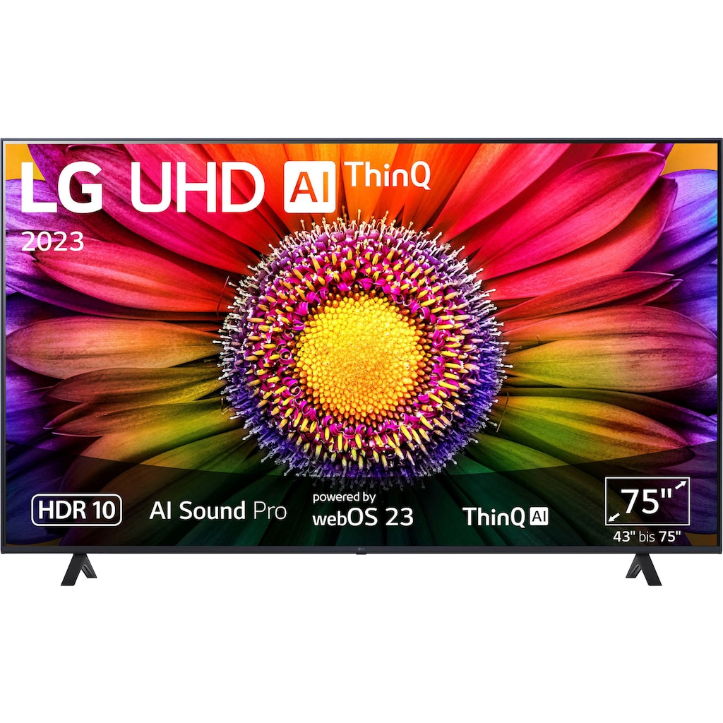 LG LED-Fernseher »75UR80006LJ«, 189 cm/75 Zoll, 4K Ultra HD, Smart-TV, UHD,α5 Gen6 4K AI-Prozessor,HDR10,AI Sound Pro,Filmmaker Mode