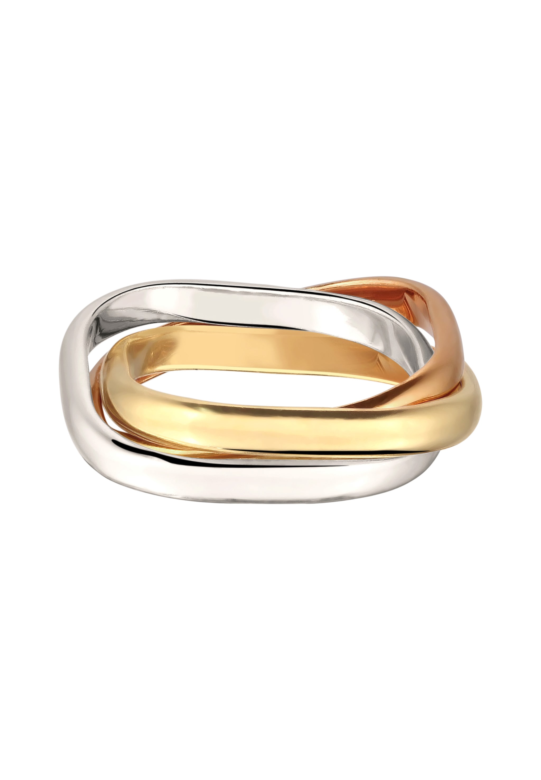 Elli Silberring »Ring Wickelring Tri-Color 925 Sterling Silber vergoldet«