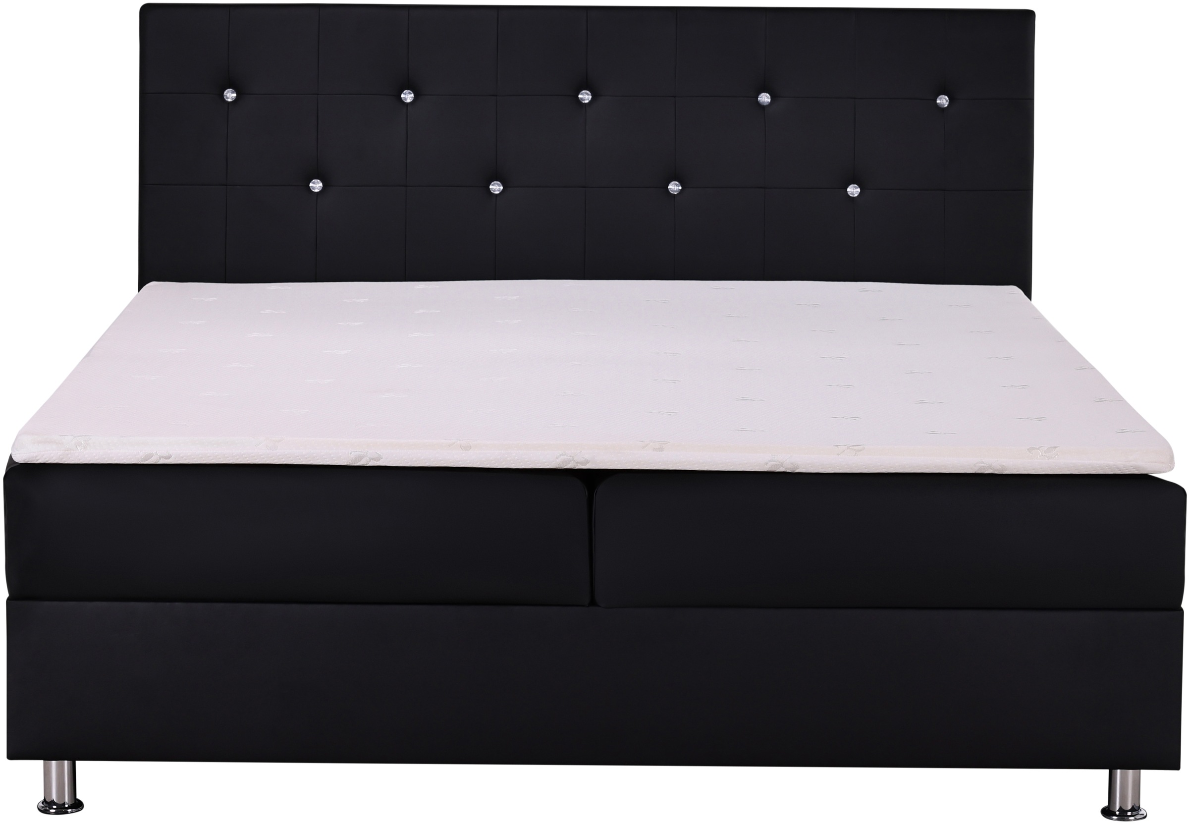 Home affaire Boxbett »Big Noux aus schwarzem Kunstleder mit Kristallsteinen im Kopfteil« inkl. Bettkasten, erhältlich in der Größe 180x200cm