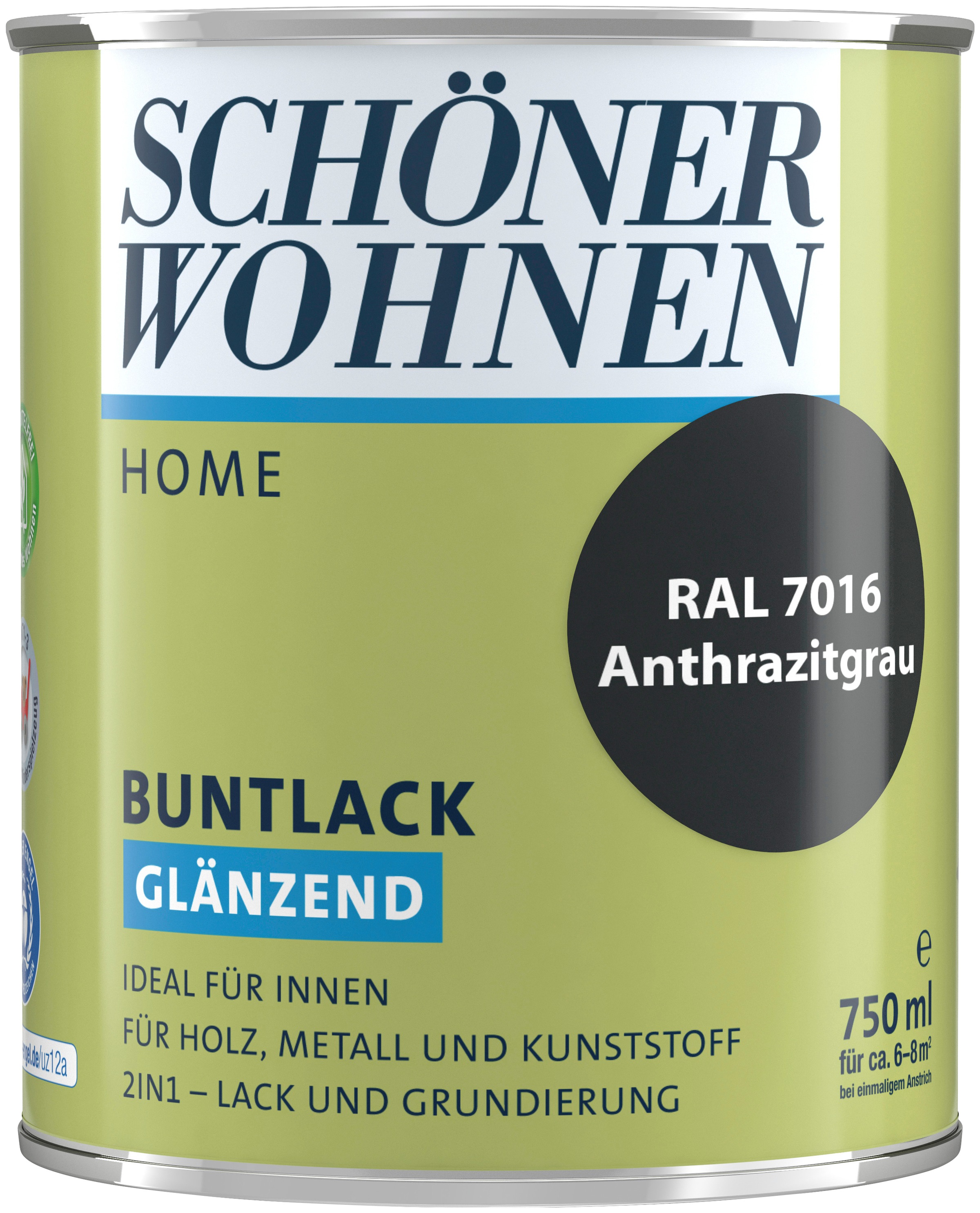 SCHÖNER WOHNEN-Kollektion Lack »Home Buntlack«, (1), glänzend, 750 ml, anthrazitgrau RAL 7016