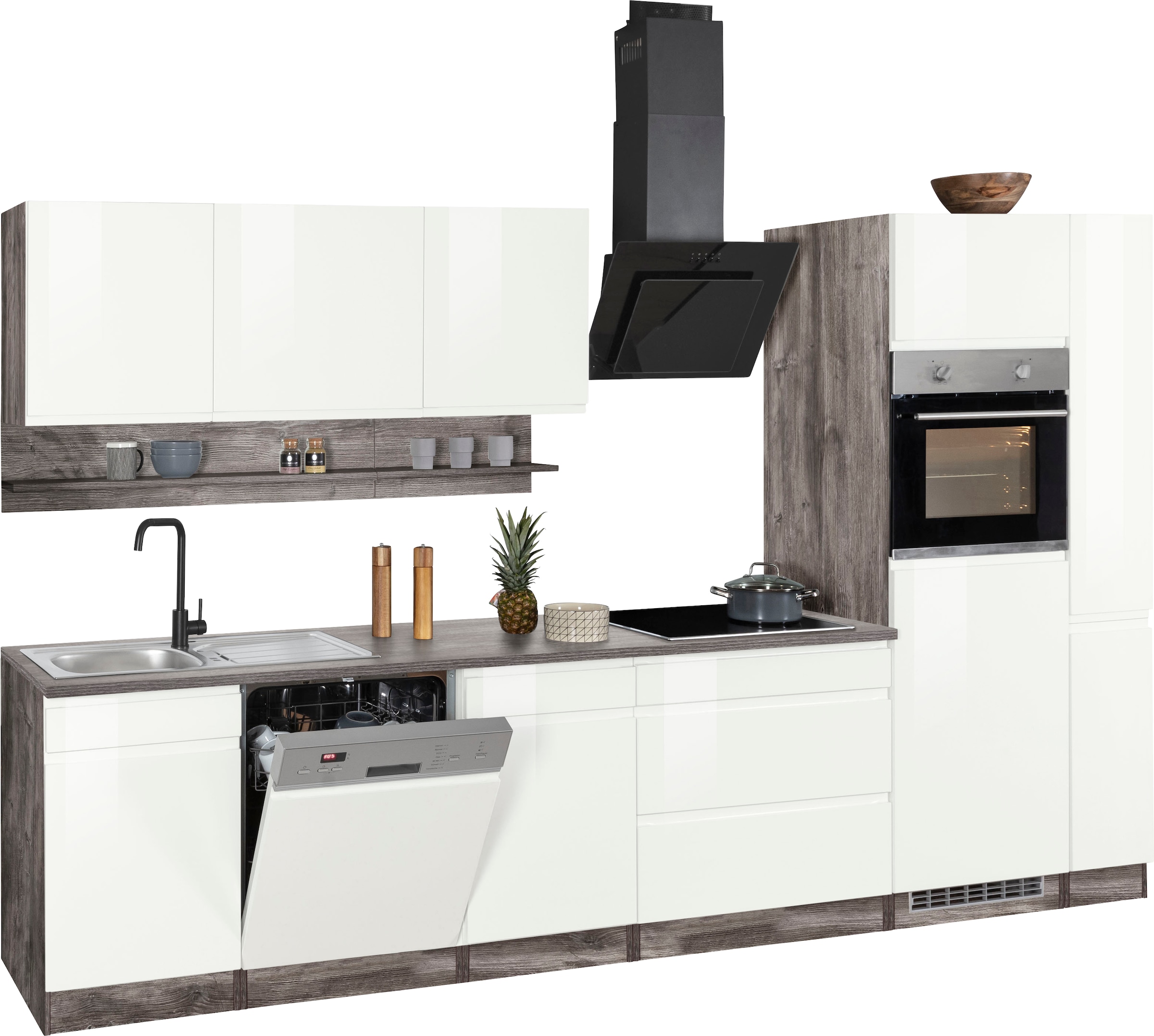 KOCHSTATION Küchenzeile »KS-Virginia«, Breite 330 cm, mit E-Geräten