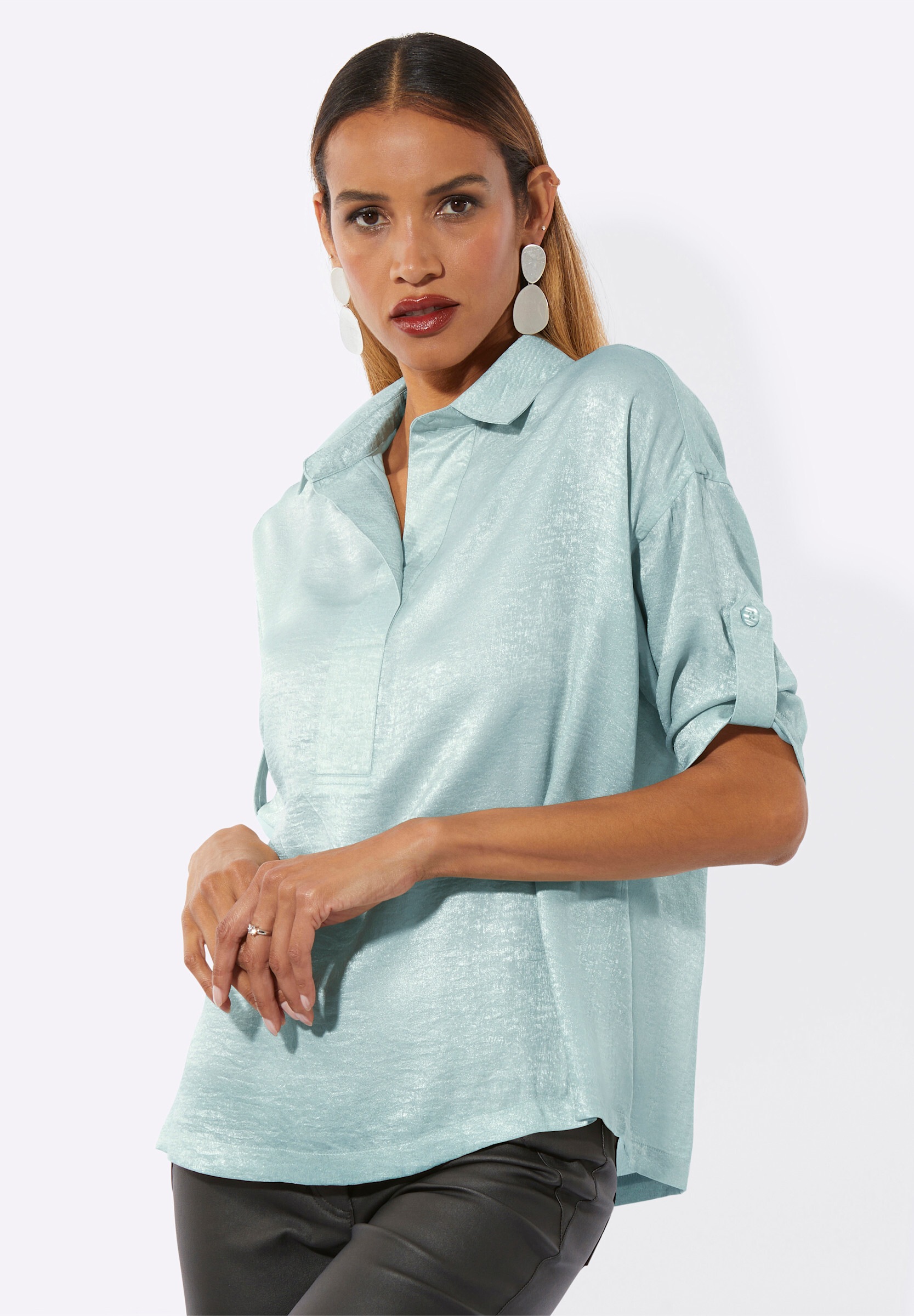 creation L Klassische Bluse »Bluse Hemdbluse in glänzender Qualität«