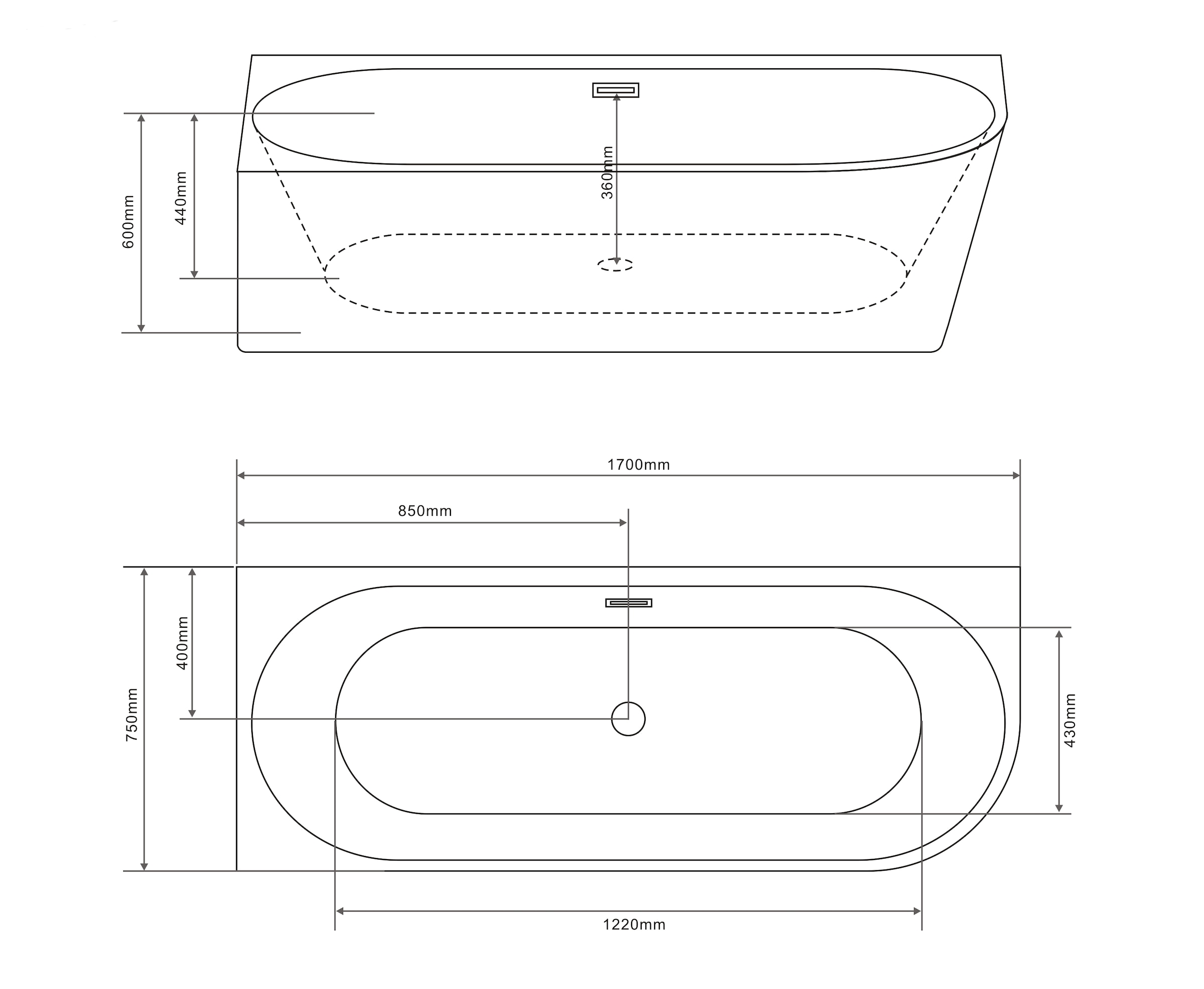 Sanotechnik Badewanne »FARO« Höhe 60 cm Überlauf 170x75x60 cm