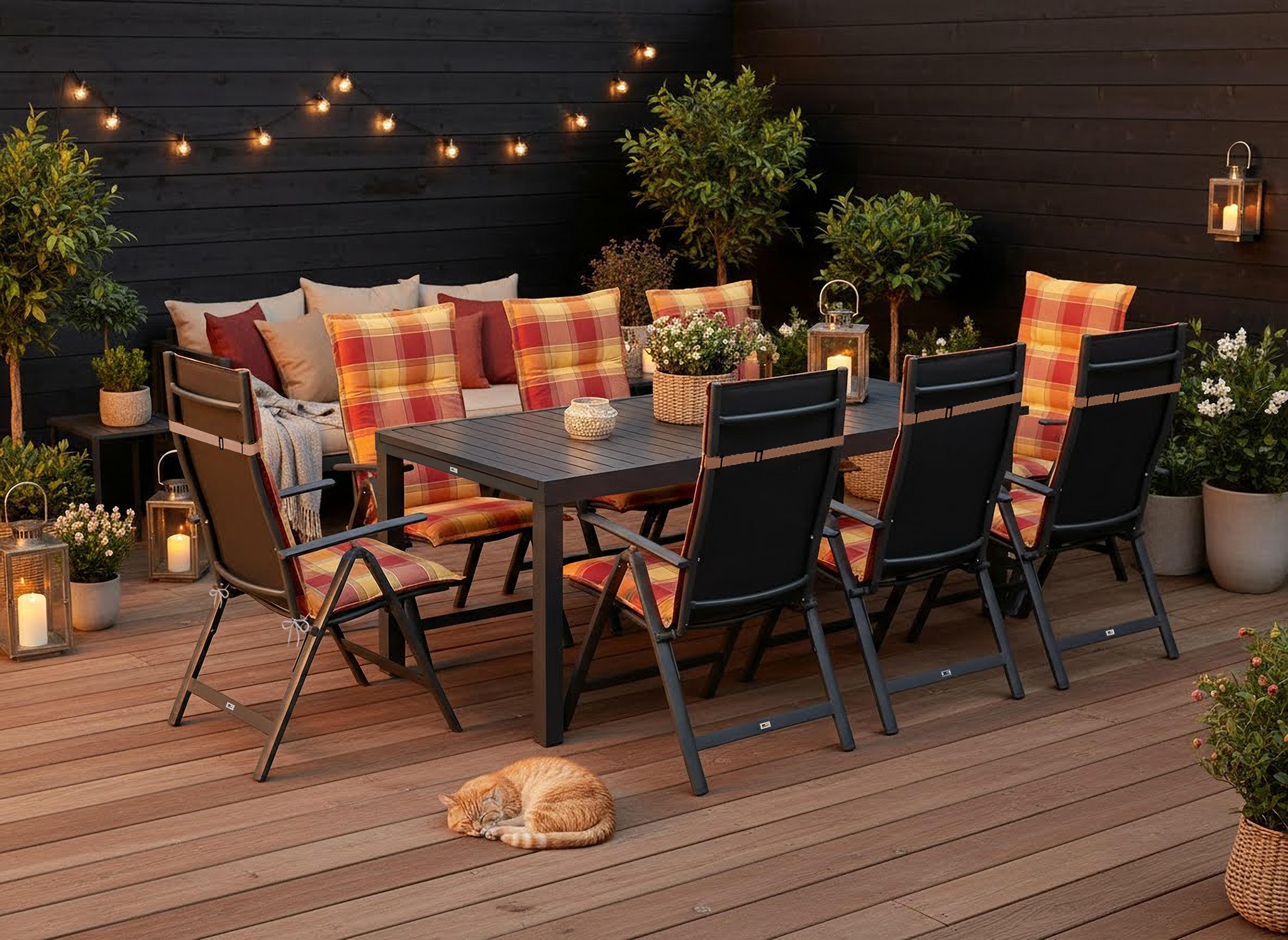 KONIFERA Garten-Essgruppe »Palermo« 8x Sessel, 1x AZ-Tisch 160-240x100 cm, Aluminium, Textilgewebe, 9 Stk. tlg. klappbar, 7-fach verstellbare Rückenlehne, Tischplatte aus Alulatten