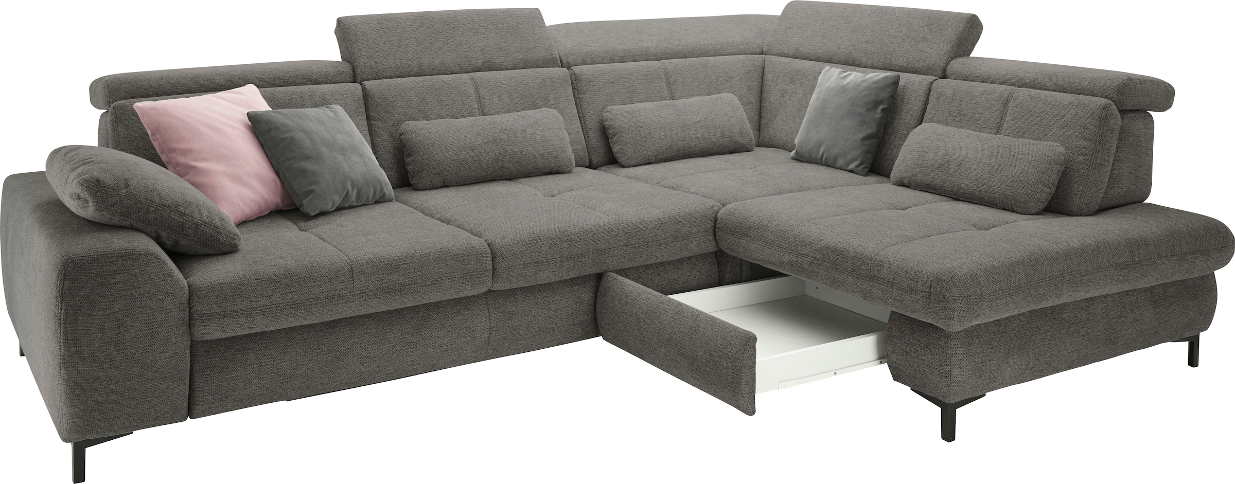 set one by Musterring Ecksofa »SO 3400 Sitzhöhe 47cm oder 49cm, Sitztiefe verstellbar, B/T 317/220 cm« Kaltschaumpolsterung, Flachgewebe, whlw. mit Funktionen, Sitzhöhe 47