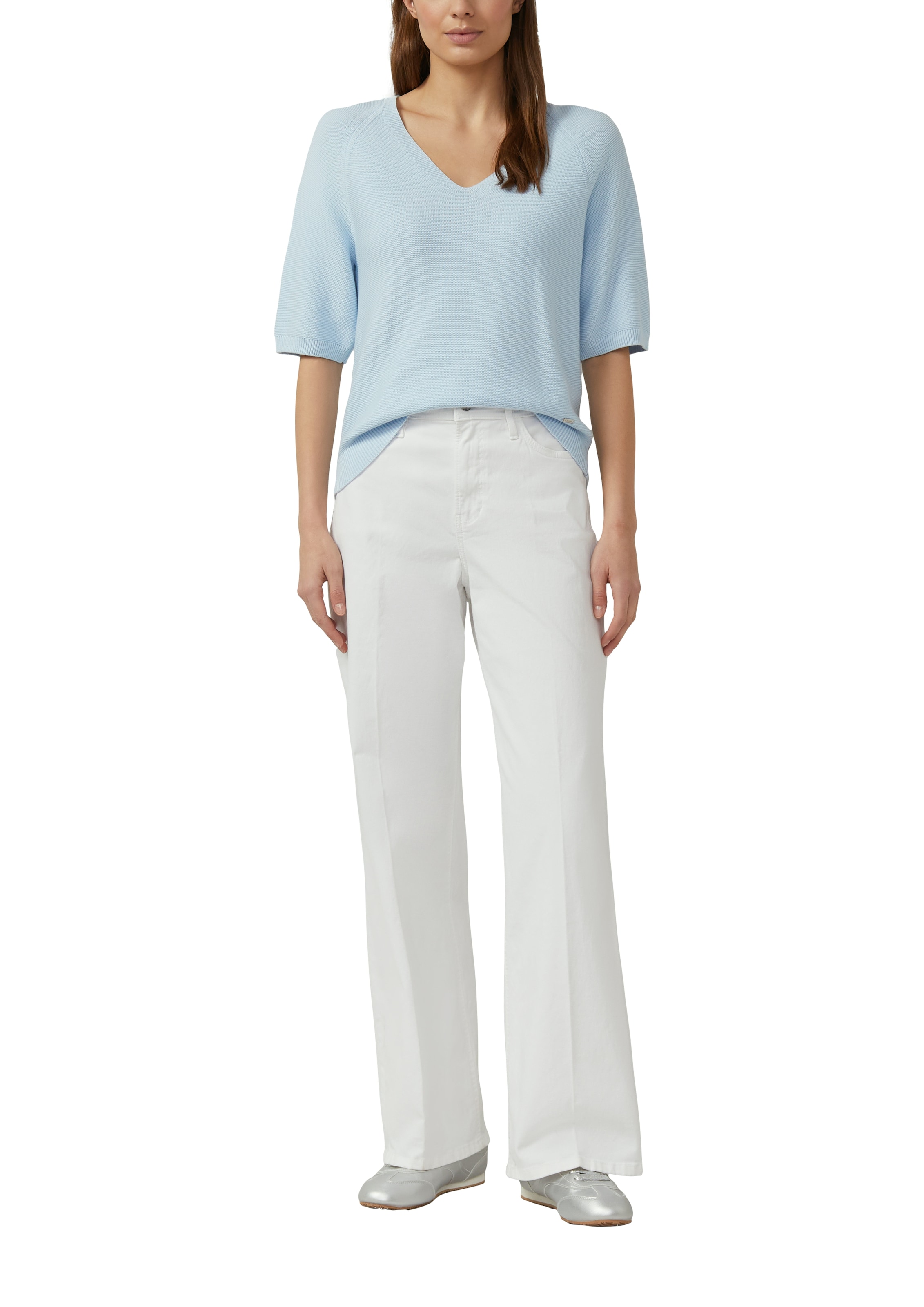 s.Oliver Strickpullover Kurzarm-Strickpullover mit V-Ausschnitt