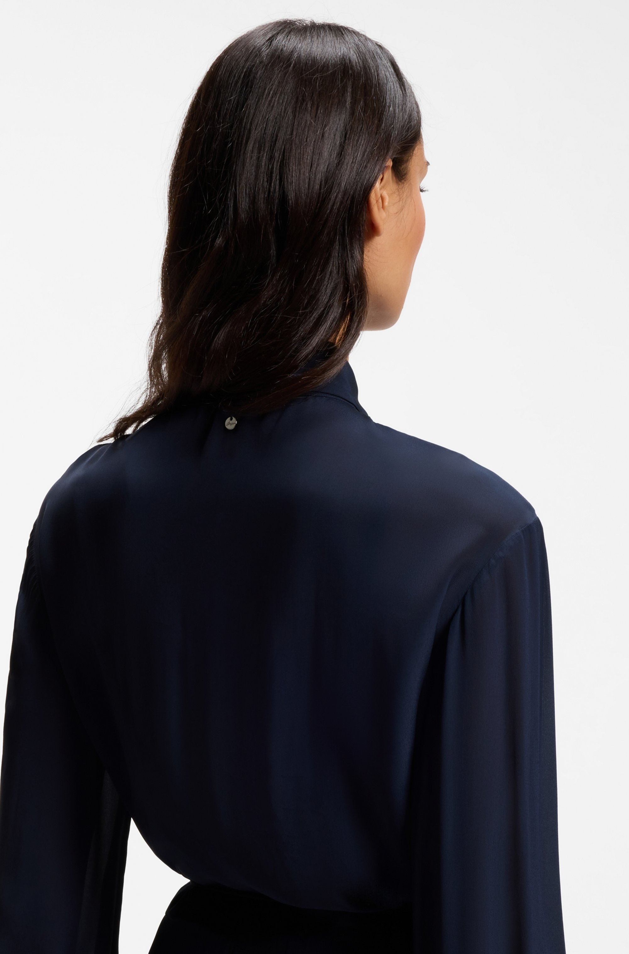 BOSS ORANGE Hemdblusenkleid »Dristella Premium Damenmode« aus Crêpe de Chine, Midi-Länge