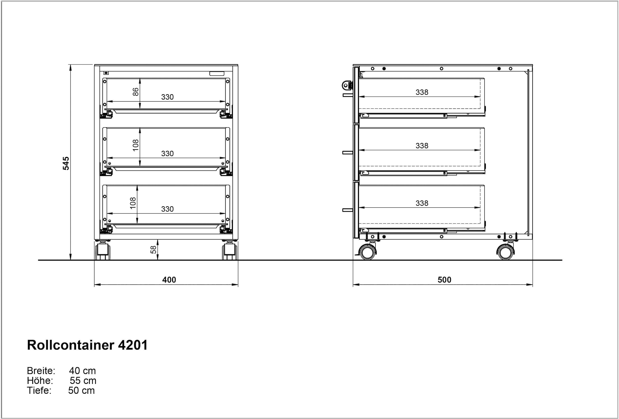 GERMANIA Rollcontainer »GW-Monteria«, pflegeleichte Oberfläche, Vier Laufrollen, zwei davon feststellbar