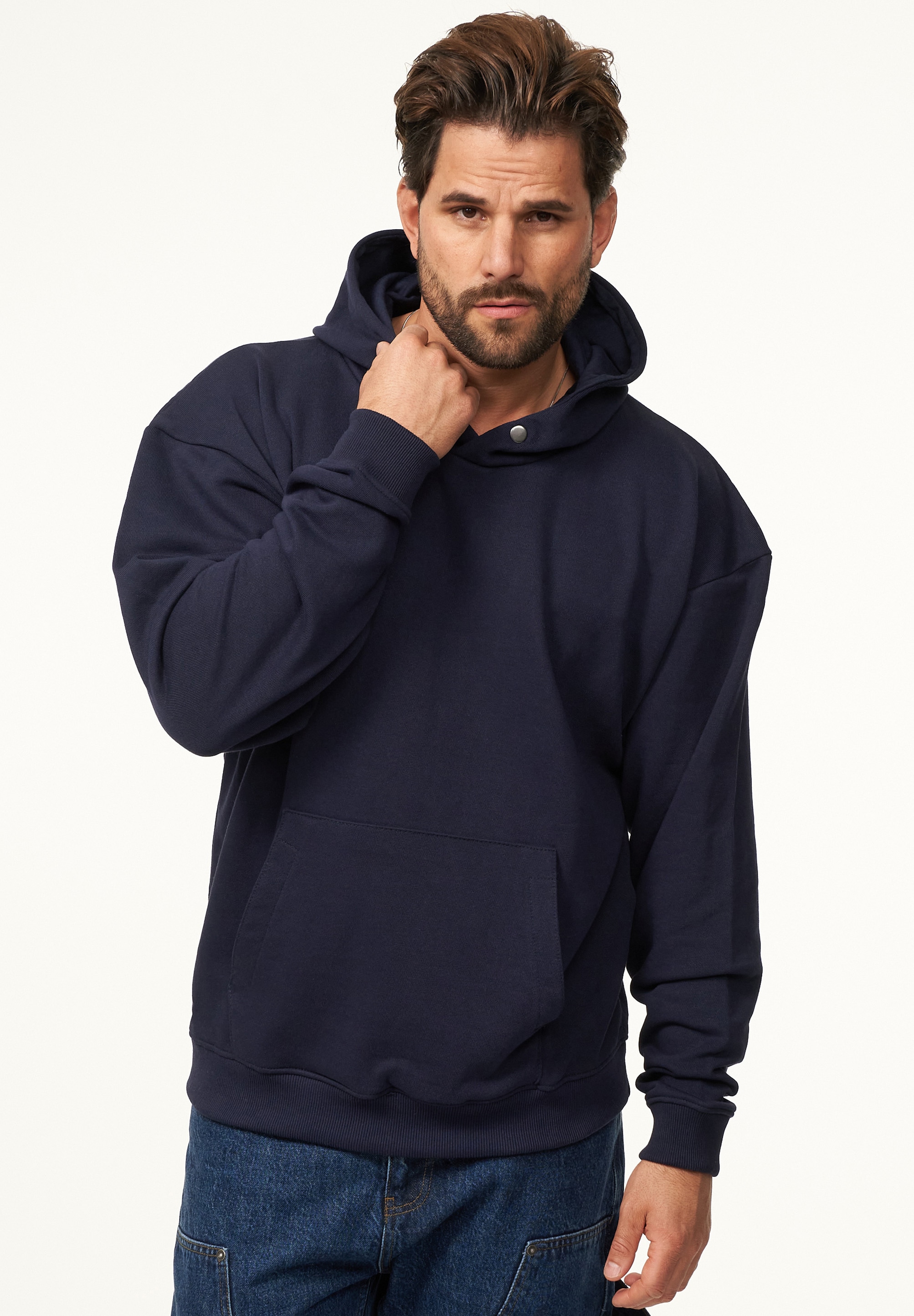SOULSTAR Hoodie »Oversize Kapuzenpullover Sweater Pullover für Herren«, Herren Oversize Kapuzenpullover mit Button Pullover Sweater
