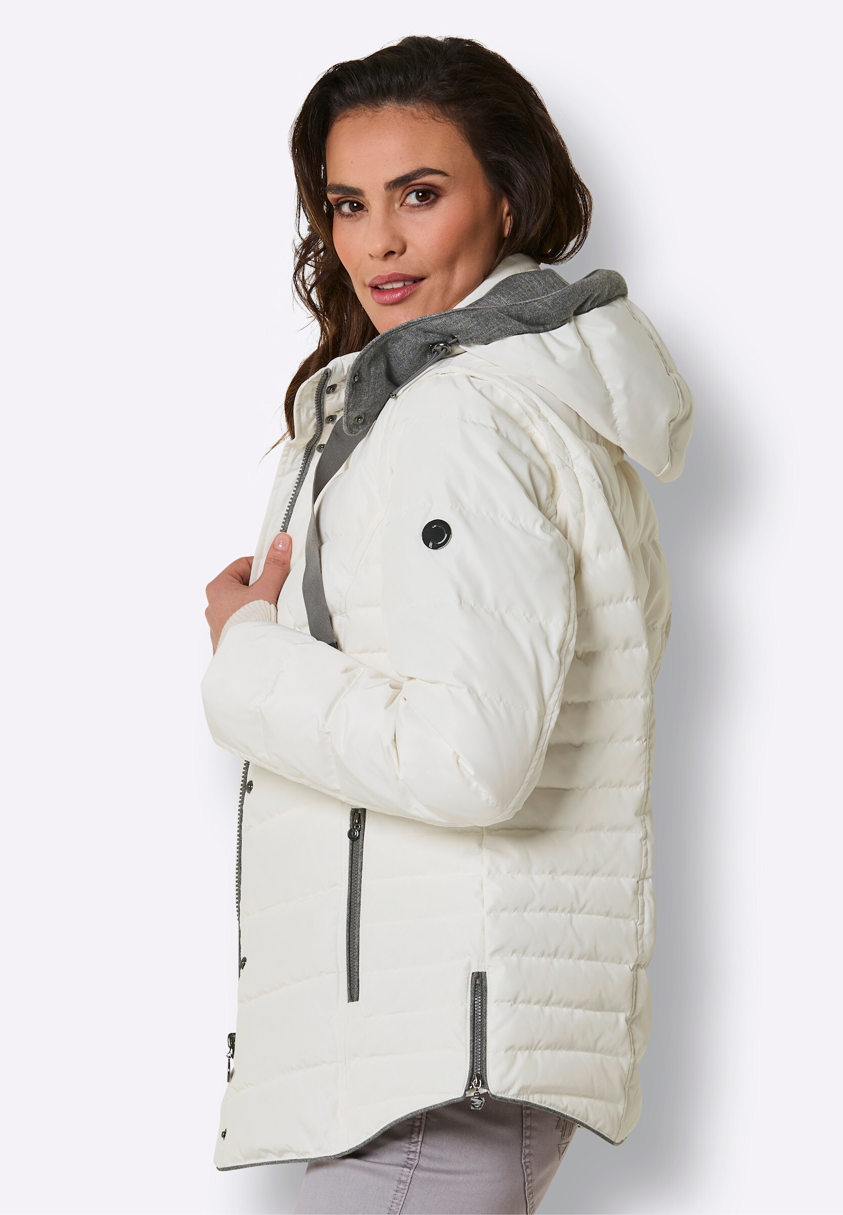 creation L Softshelljacke »Daunen-Steppjacke Daunenjacke mit Westen-Funktion« Abnehmbare Kapuze