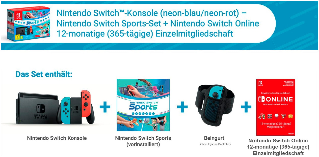 Nintendo Switch Konsolen-Set »Neon-Rot/Neon-Blau inkl. Switch Sports + 12 Monate NSO«