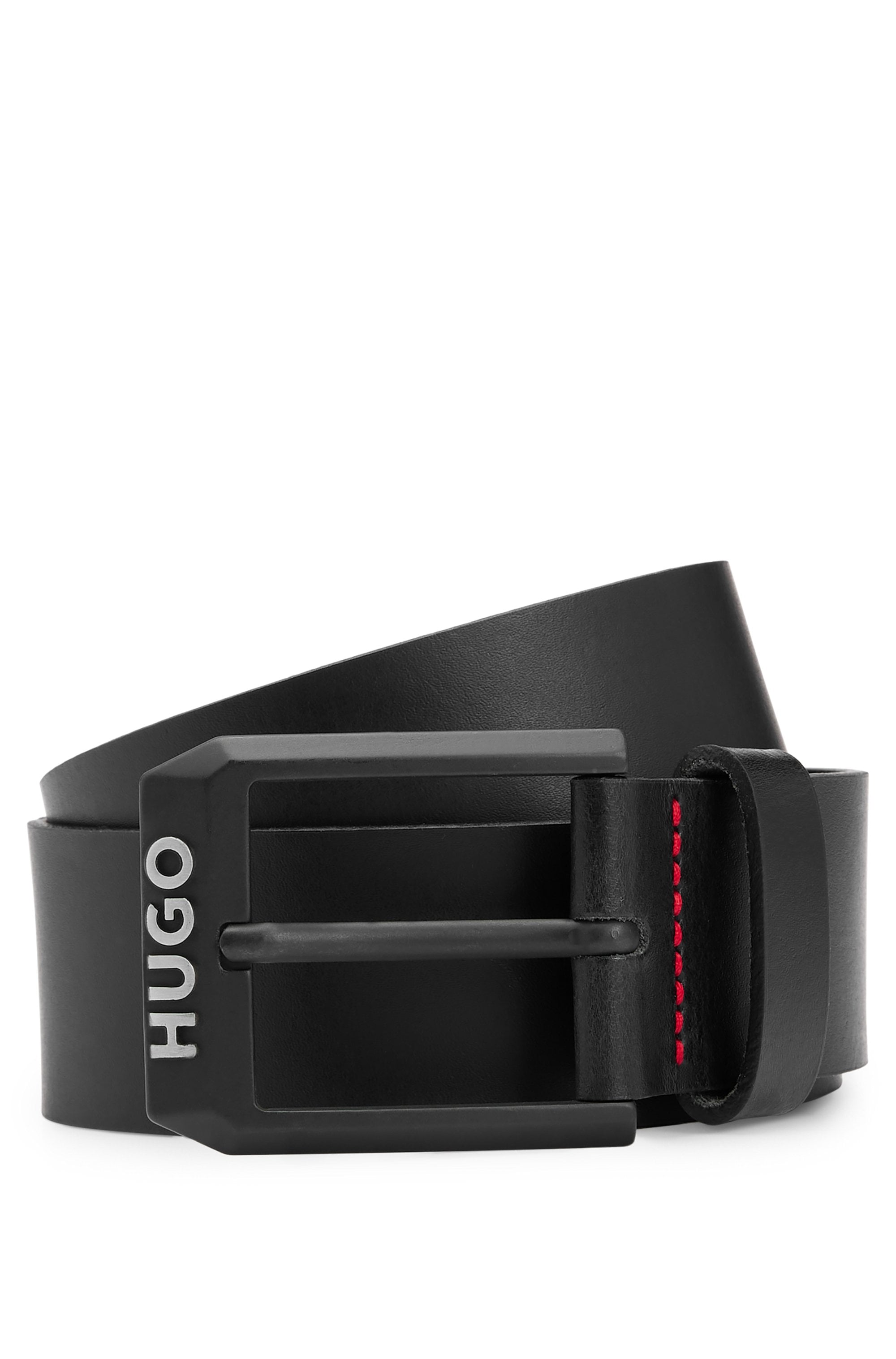 HUGO Ledergürtel »Gelio-B_Sz40«, HUGO Markenlabel, rote Ziehnaht