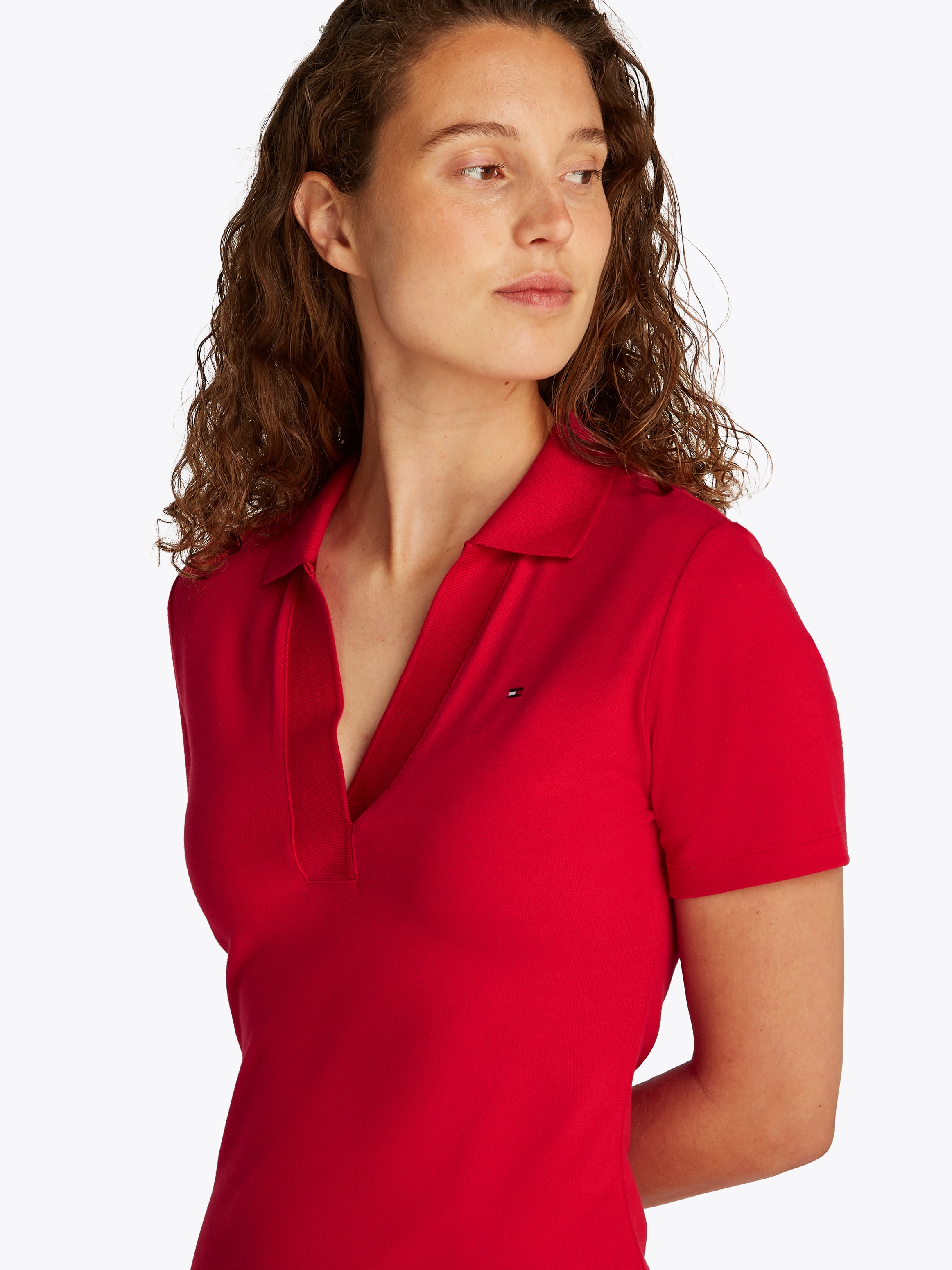 Tommy Hilfiger Polokleid »SLIM OPEN NK POLO DRESS SS«, mit gestickter Tommy Hilfiger Flagge